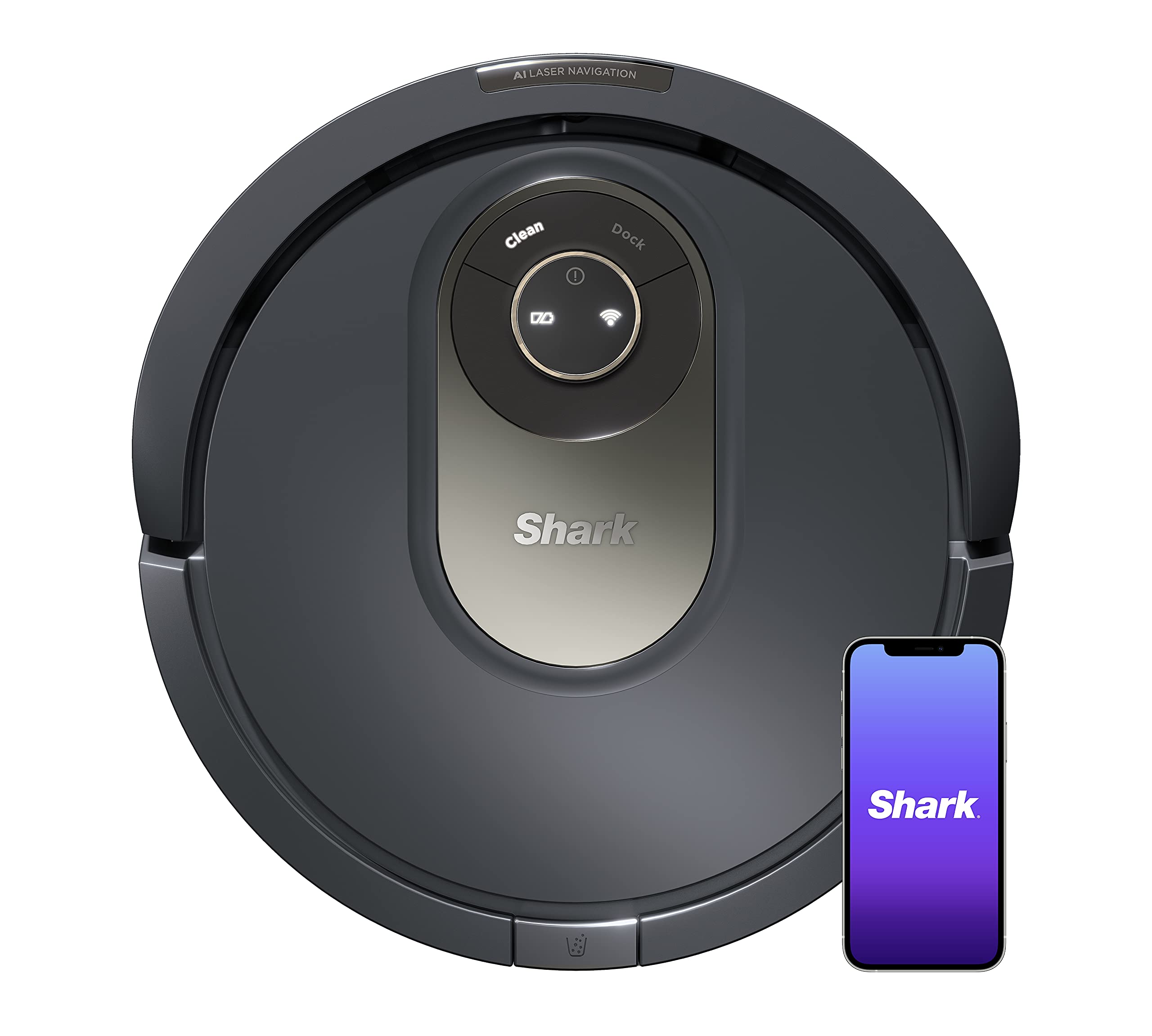 Shark AV2001 AI Robot Vacuum with Self-Cleaning Brushroll, Object Detection, Advanced Navigation, Home Mapping, Perfect for Pet Hair, Compatible with Alexa, Gray - Like New