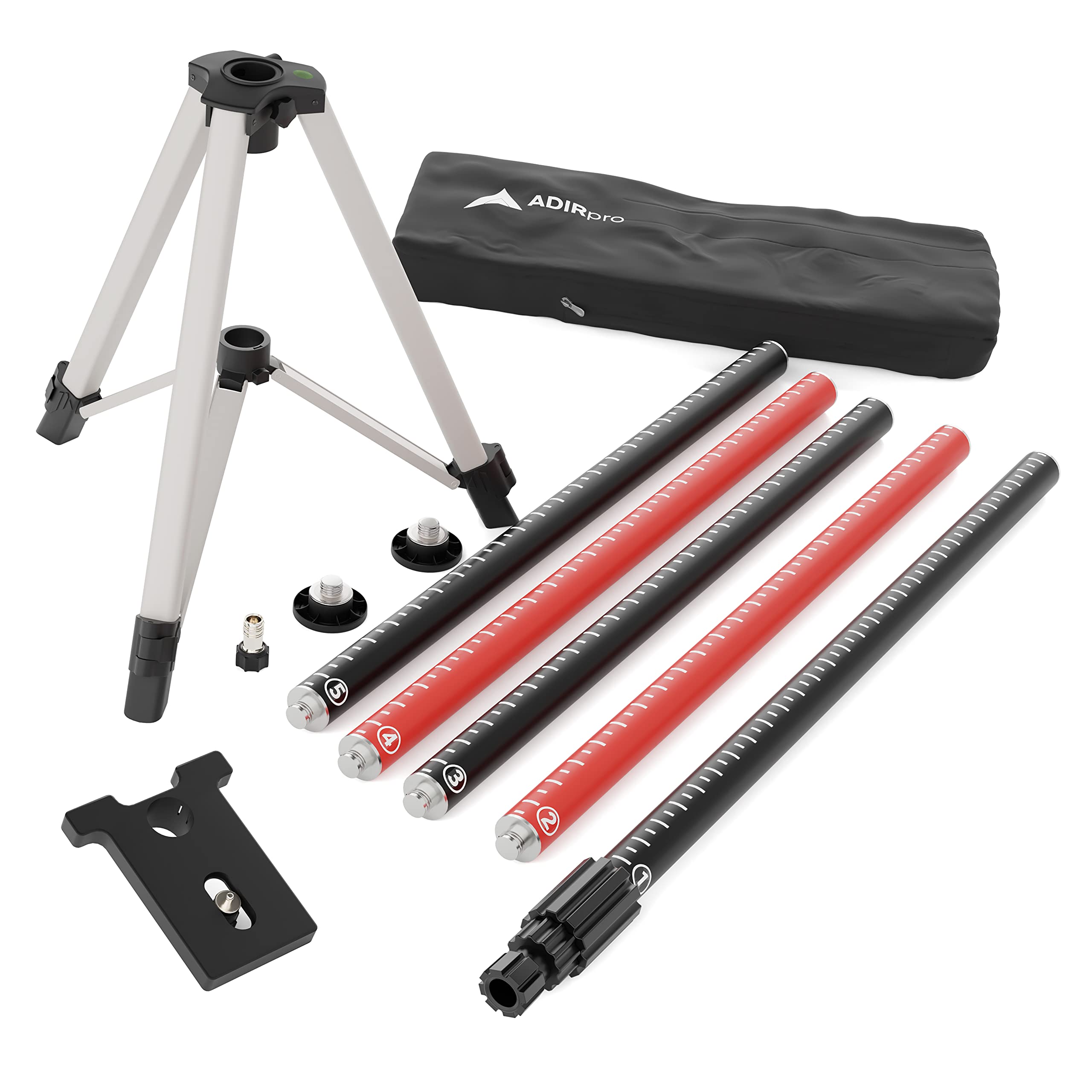 AdirPro Laser Level Pole with Tripod and Mount for Laser Levels, Rotary Lasers & Line Lasers � Telescoping Laser Pole, Mounting Bracket with 1/4�-20 & 5/8-11 Threads, and Adjustable Tripod Stand - Like New