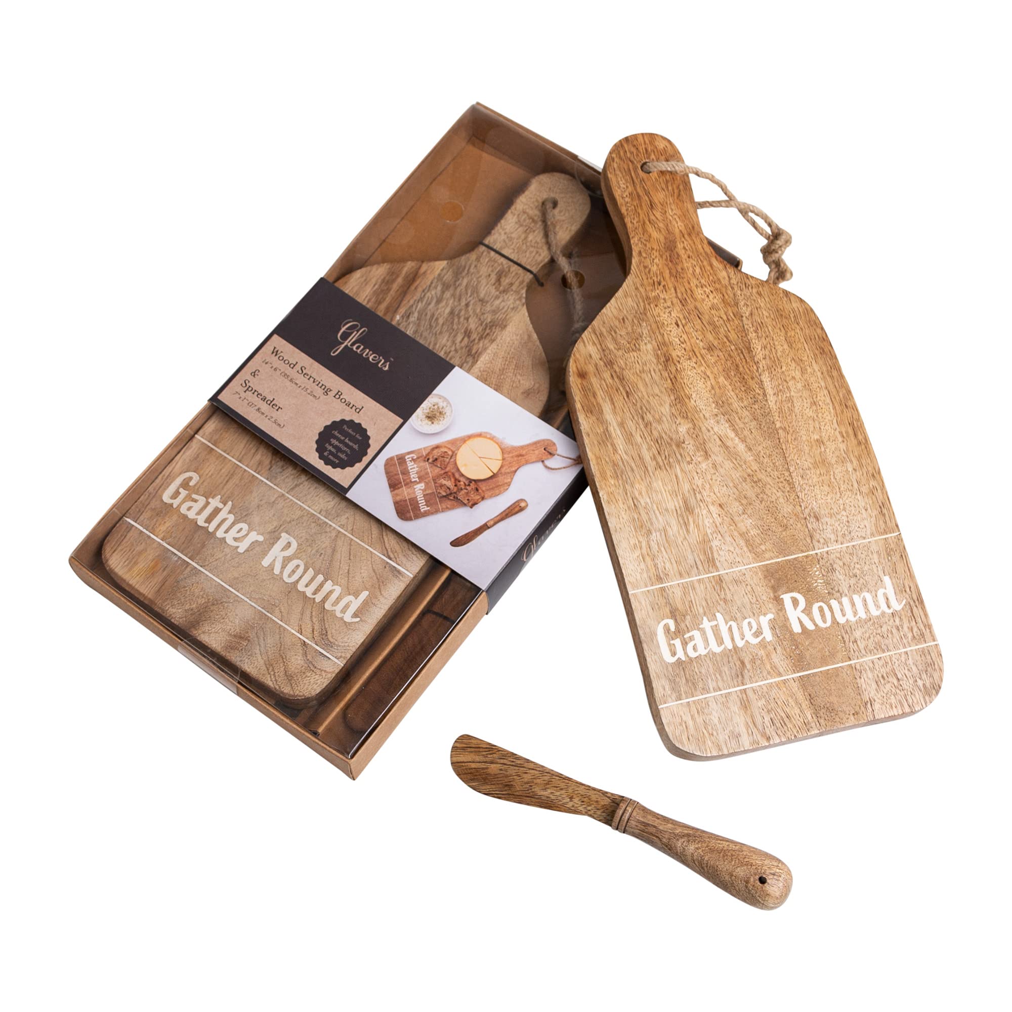 Wooden Cutting Board � Cheese Board, Serving Board with Wooden Spatula By Glaver's � Steak Board, Wood Charcuterie Boards - Non-BPA, Durable and Easy to Wash - Like New