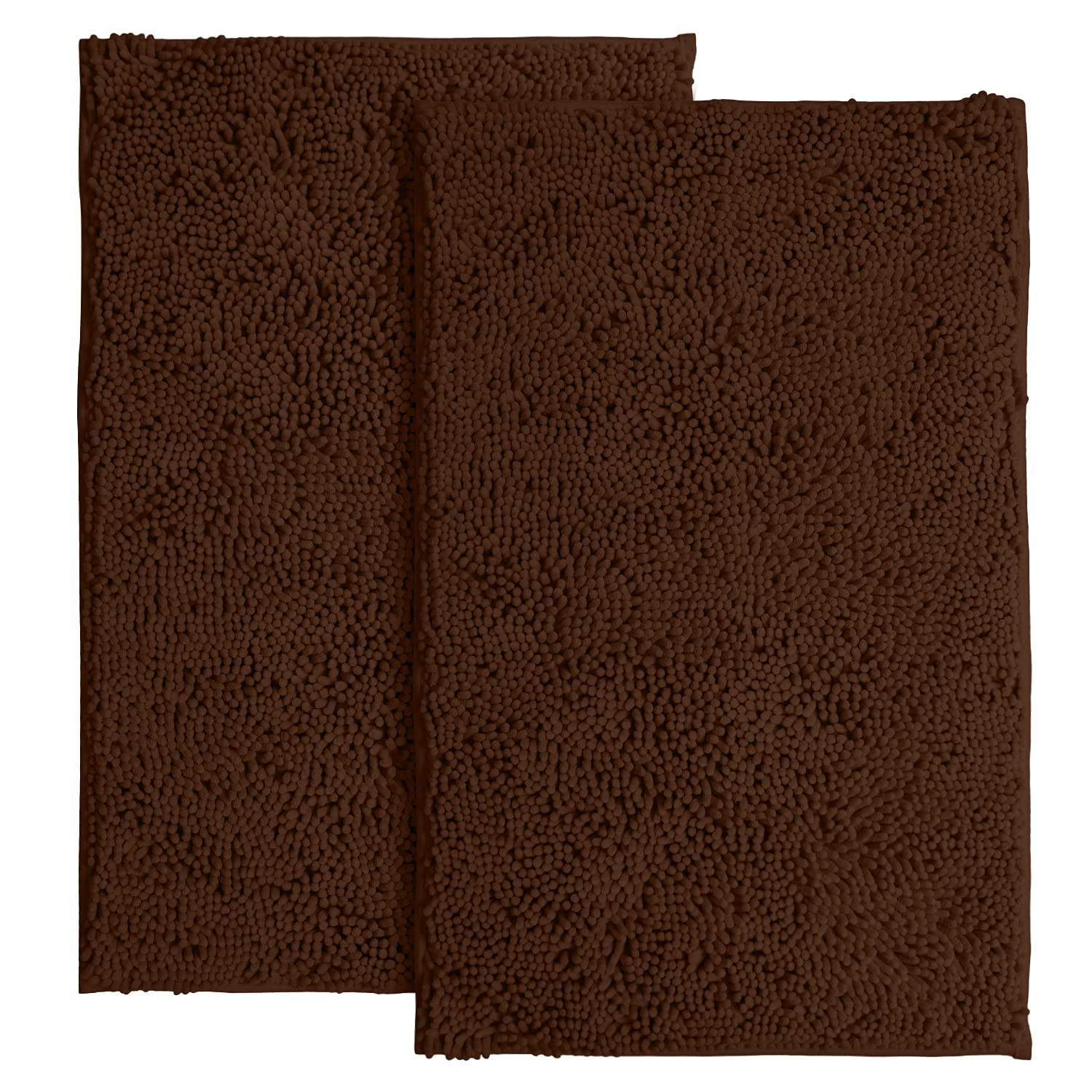 LuxUrux Bathroom Rug Mat Set�Extra-Soft Plush Bath mat Shower Bathroom Rugs 16 x 24 inch Set,1'' Chenille Microfiber Material, Super Absorbent. (15 x 23'', Brown) - Like New