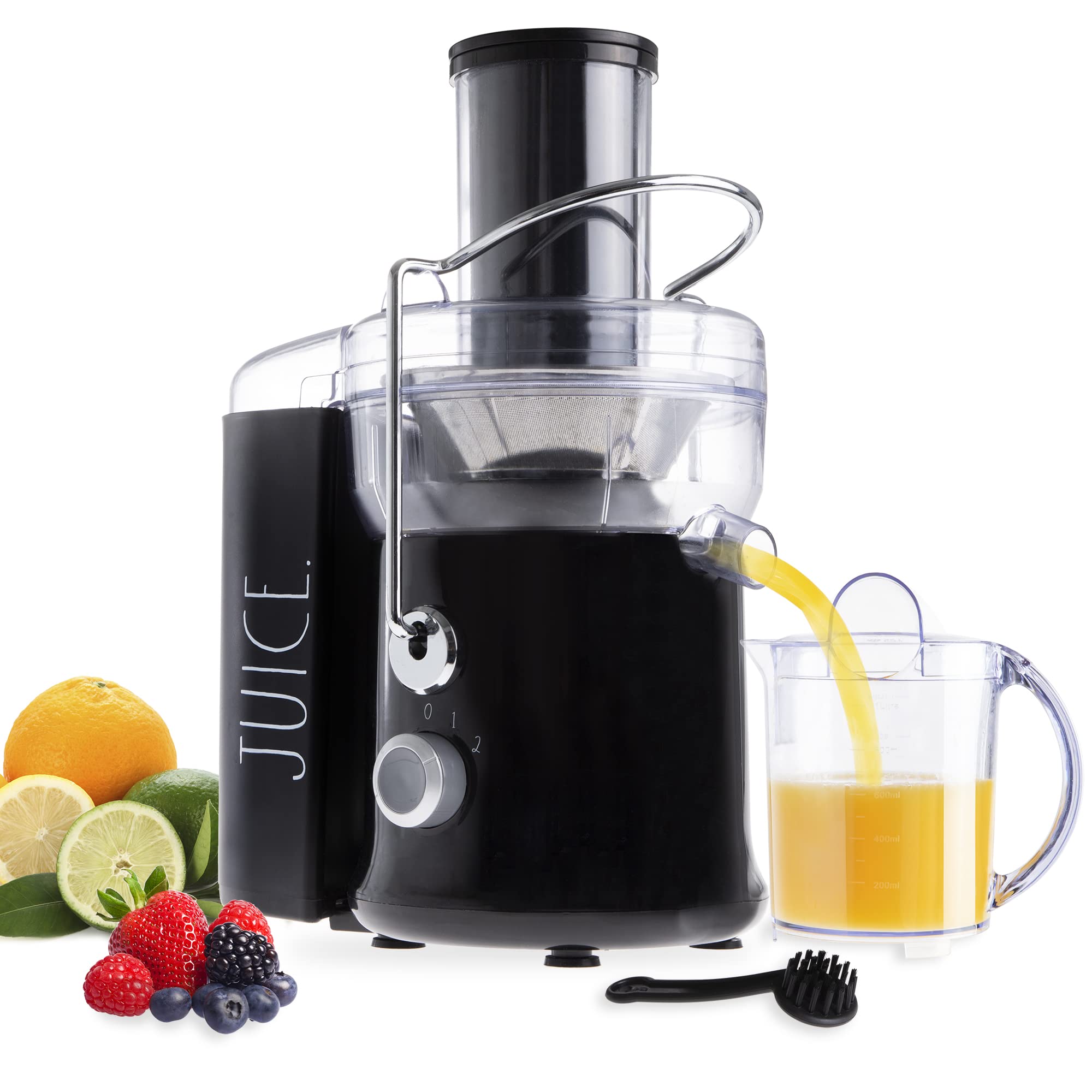 Rae Dunn Juicer Machine - 3" Wide Mouth Juicer for Whole Fruits and Vegetables, Easy to Clean, 1L Capacity Juice Collector, BPA Free, 650 Peak Watt Powerful Juice Extractor - Like New