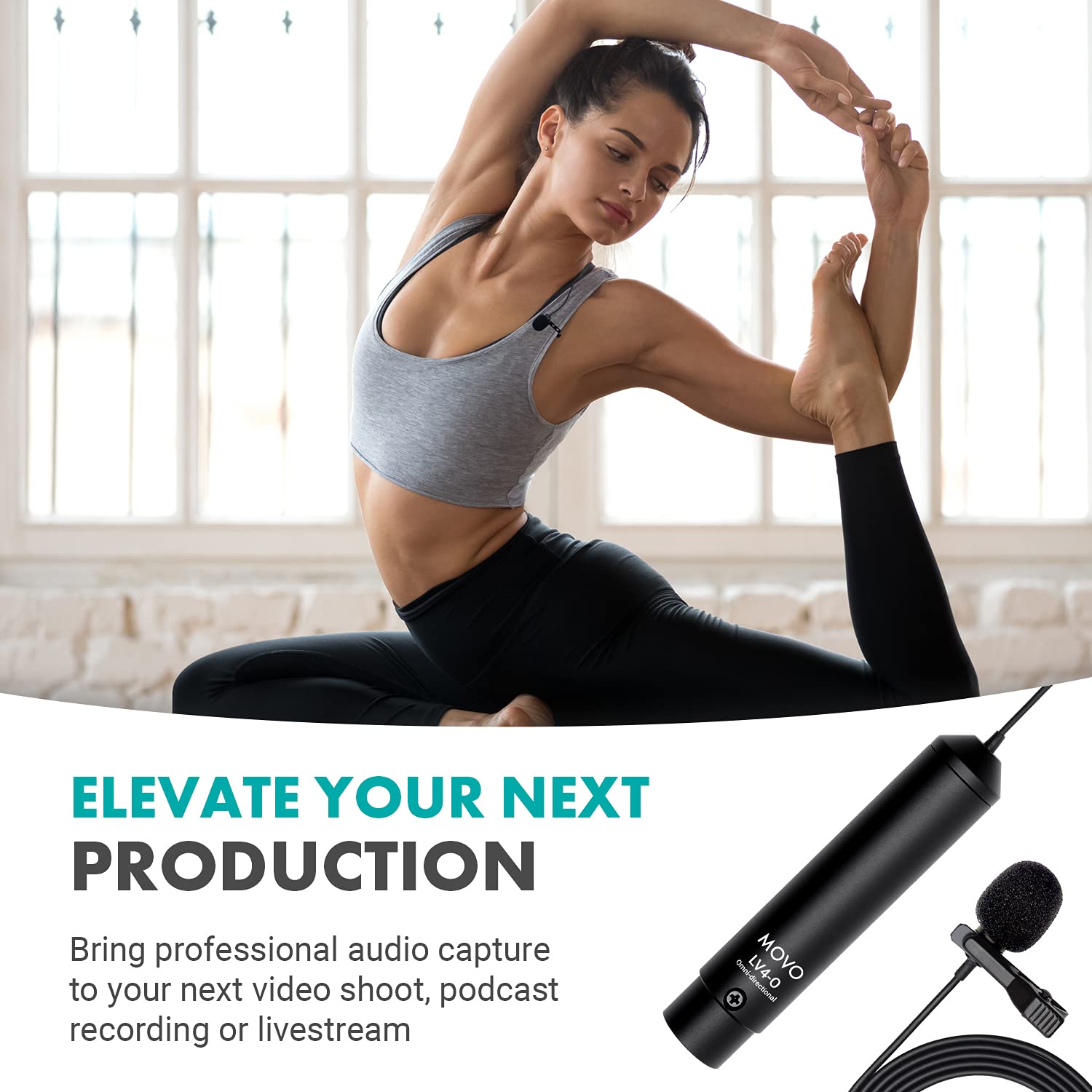 Movo LV4-O2 XLR Phantom Power Omnidirectional Lavalier Microphone Set, with Lapel Mic Clips and Windscreens - Perfect Lapel Microphone for Video Recording, Podcast, Interview, YouTube Production - Like New