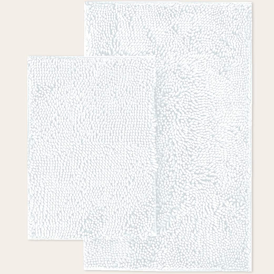 LuxUrux White Bathroom Rugs, Bathroom Rug Set�Extra-Soft Plush White Bath mat, 1'' Chenille Microfiber Material, Super Absorbent Bathroom D�cor, 30 X 20'' + 23 X 15. - Very Good