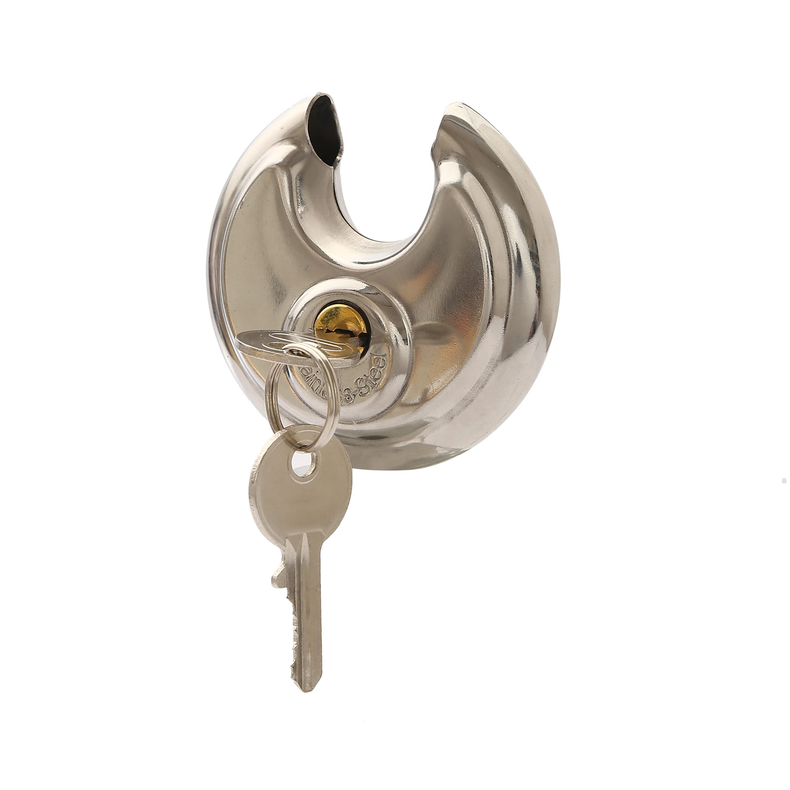 4 Pack Round Padlock with Shielded Shackle, 2-3/4-Inch, Stainless Steel Steel Armor for Trailer Storage Truck Wholesale Bulk Lot Keyed Different - Like New