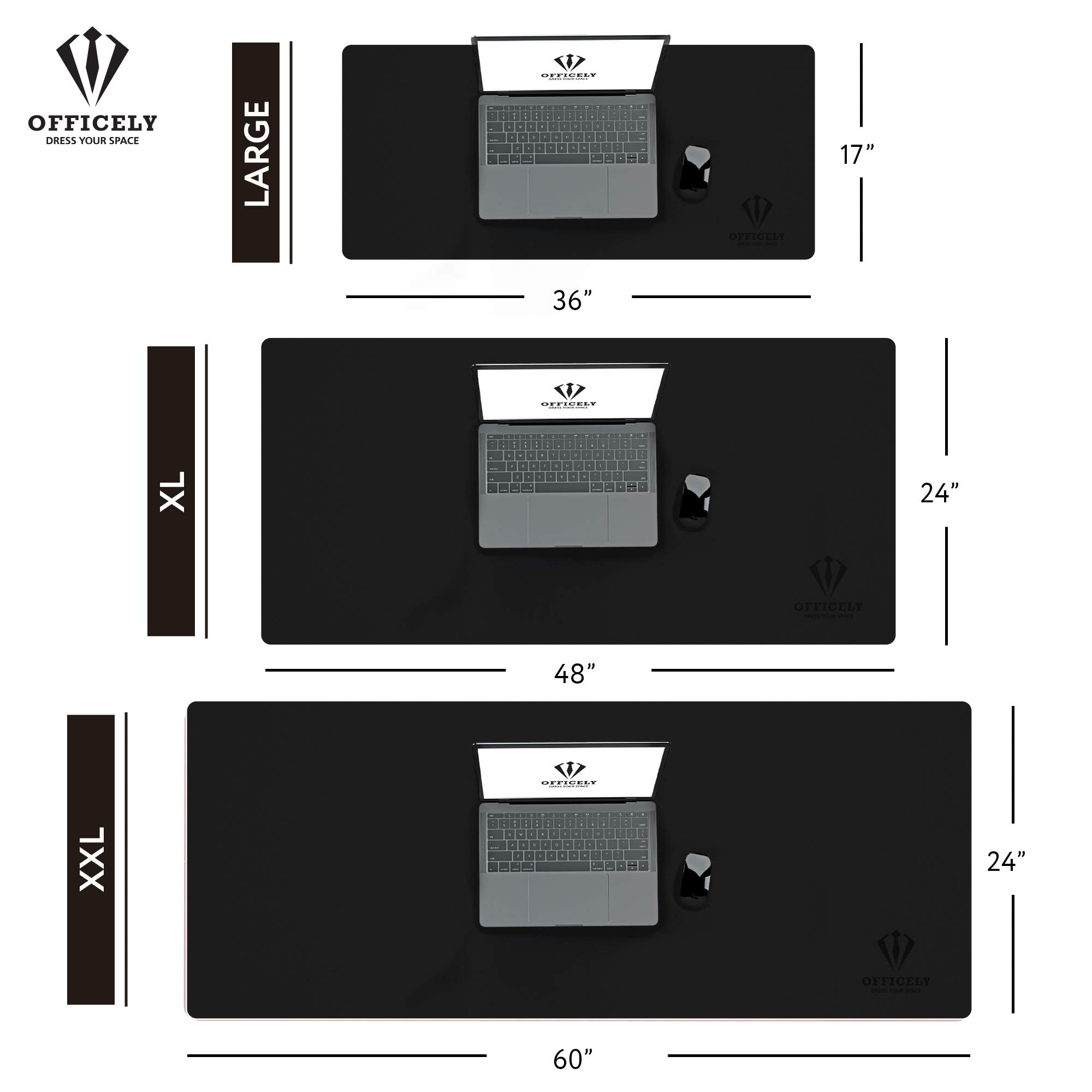 Large Leather Desk Mats for Keyboard and Mouse Pad, Anti-Skid Backing with Heat Resistant and Waterproof Surface, Responsive Desktop for Gaming, Writing, or Home Office Work (Black, 17X36)