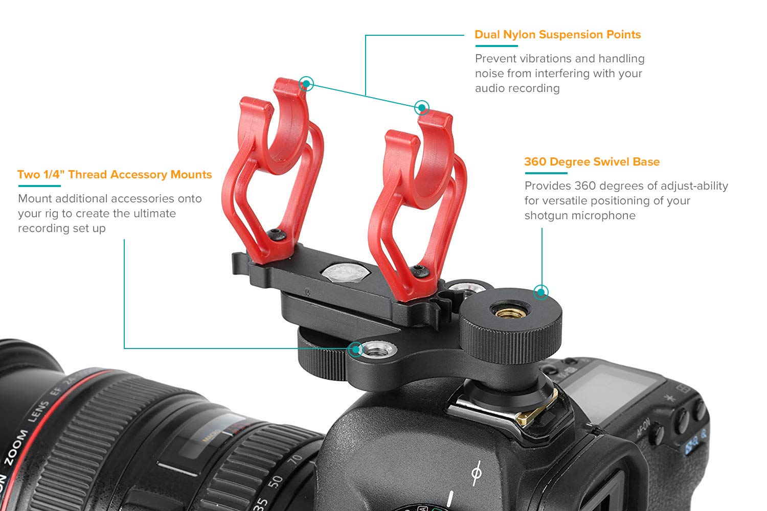 Movo SMM100 Pro Nylon Suspension Shock Mount with Camera Shoe and Swivel Bracket for Rode, Azden, Audio-Technica, Sennheiser, Other 18-22mm Diameter Shotgun Microphones - Very Good