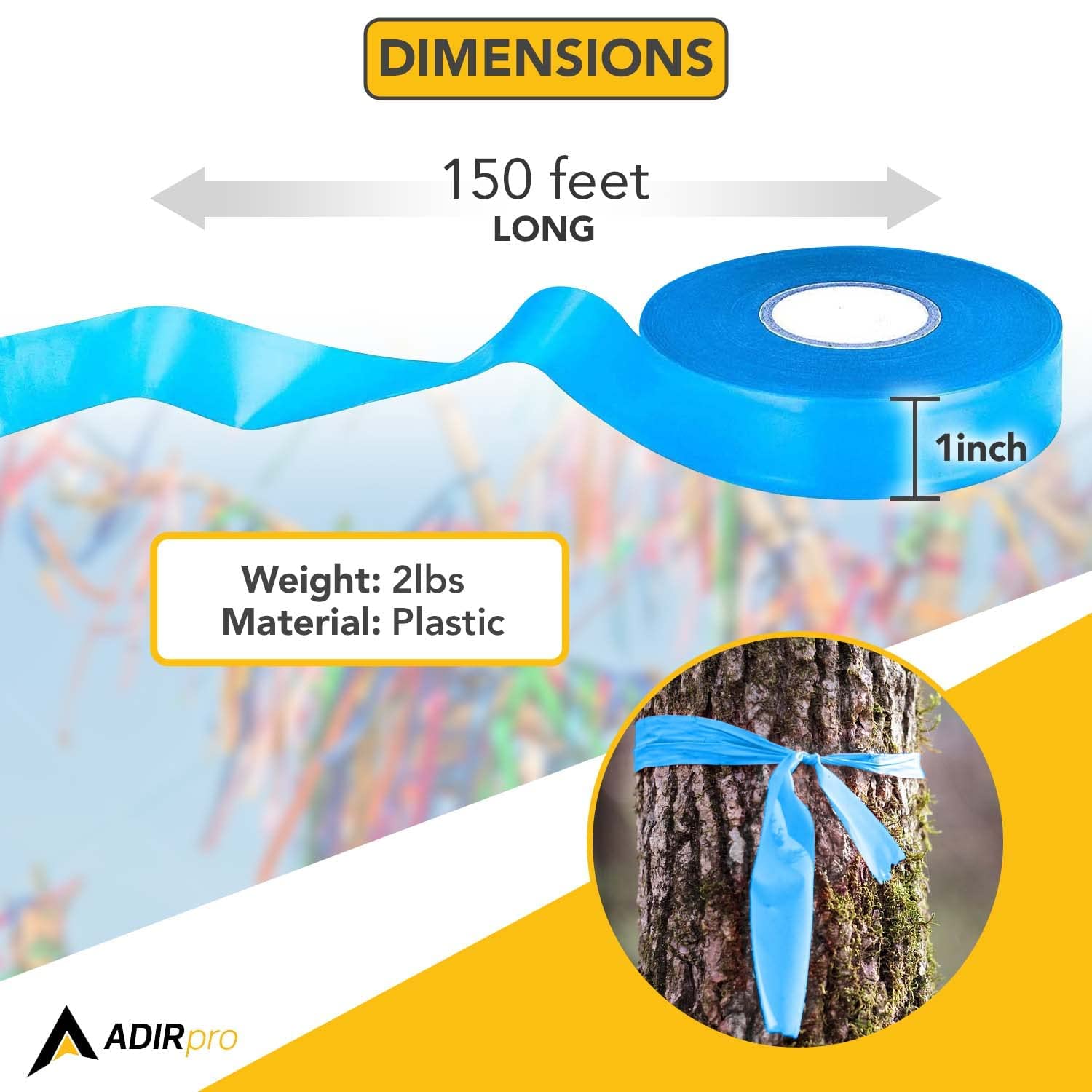 AdirPro 12 Pack Fluorescent Flagging Tape - Multipurpose Neon Marking Tape - Great Visual Labeling & Tagging for Home & Workplace Use (Fluorescent Blue, 150 feet) - Very Good