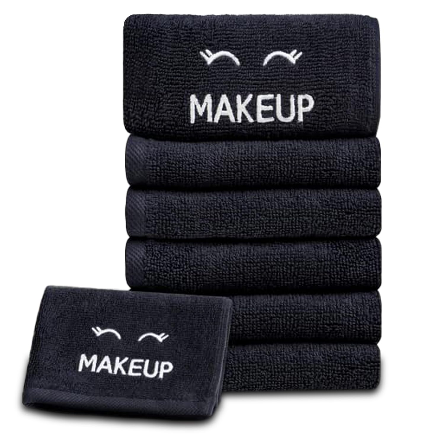 Black Cotton Makeup Washcloths, Soft Absorbent Cleansing Face Towels - Like New