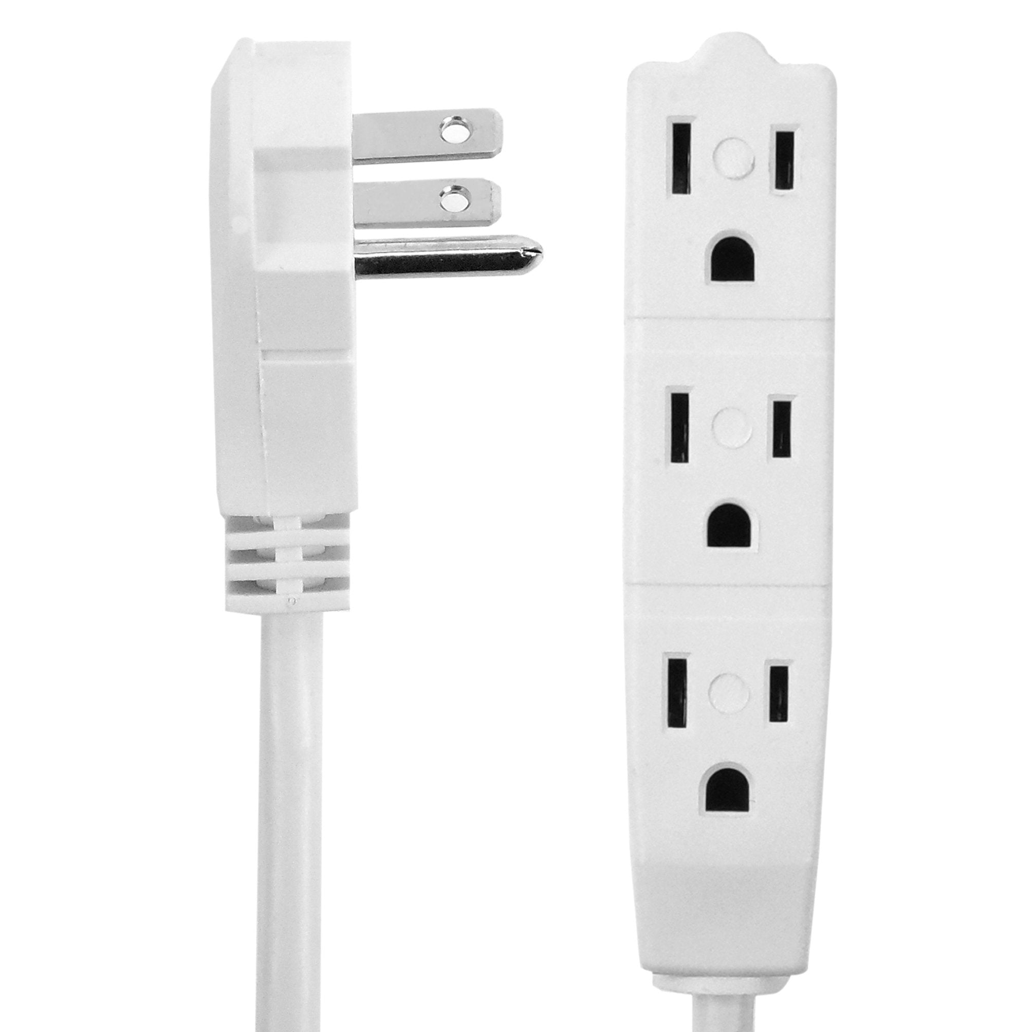 Flat Multiple Outlet Extension Cord 30 Ft for Indoor Use by Bindmaster- UL-Listed 3-Prong Multi Extension Wire- Space-Saving Flat Angled Extension Cord- White - Acceptable