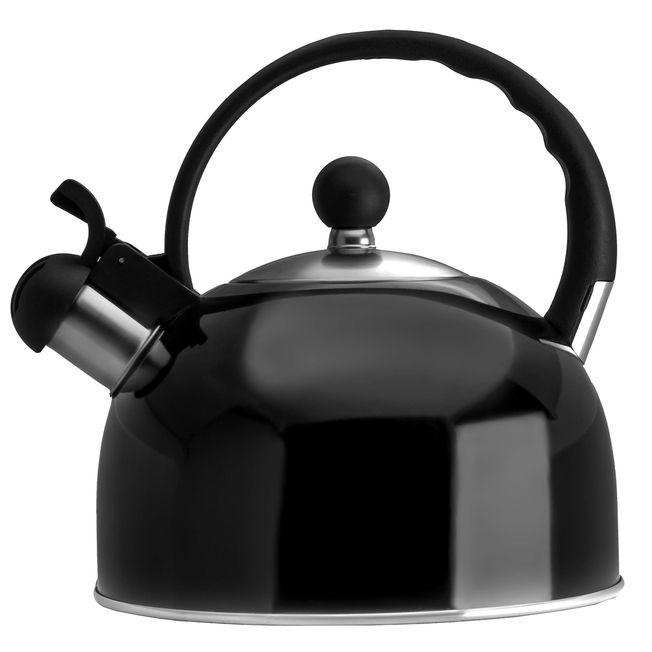 2.5 Liter Whistling Tea Kettle - Modern Stainless Steel Whistling Tea Pot for Stovetop with Cool Grip Ergonomic Handle - Acceptable