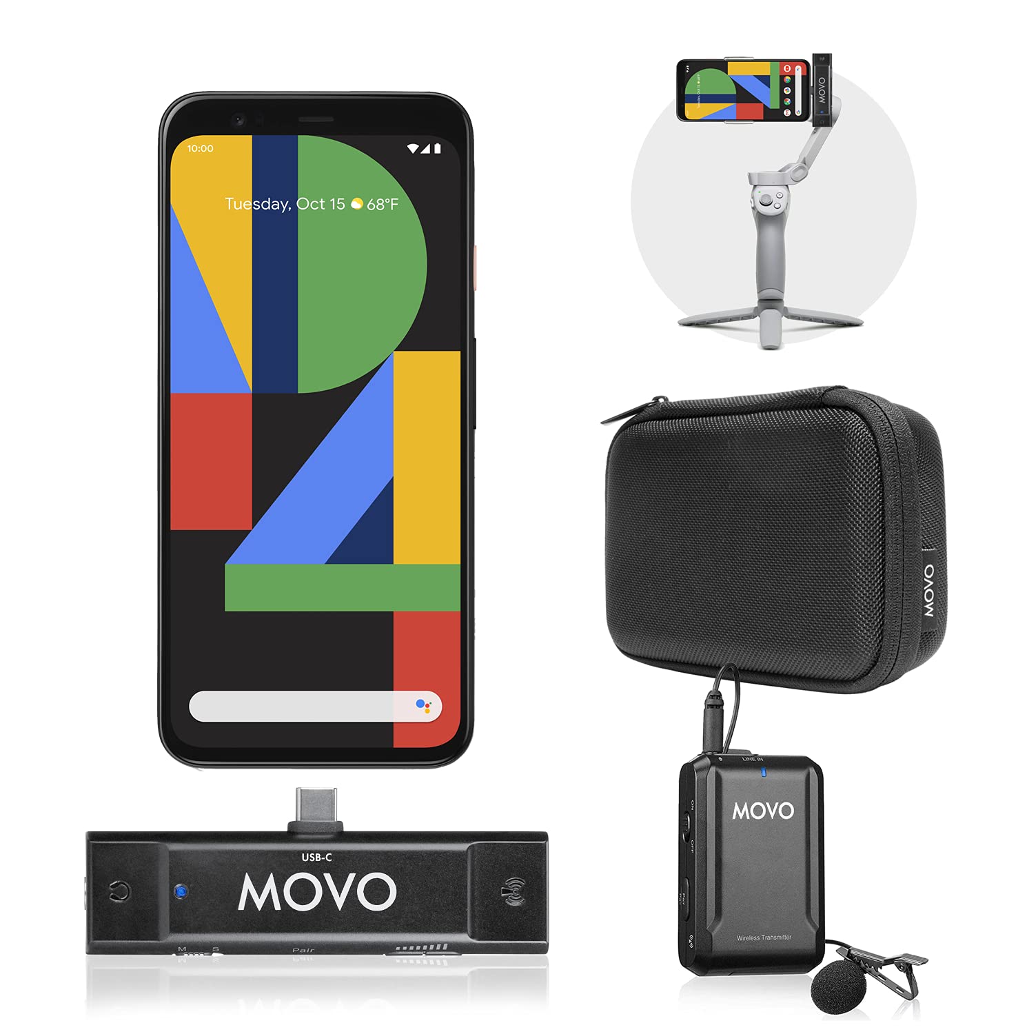 Movo Edge-UC USB Type-C Wireless Lavalier Microphone System - Omnidirectional Lapel Mics Compatible with USB-C Android, Samsung, and DJI OM 4 or 5 - Like New