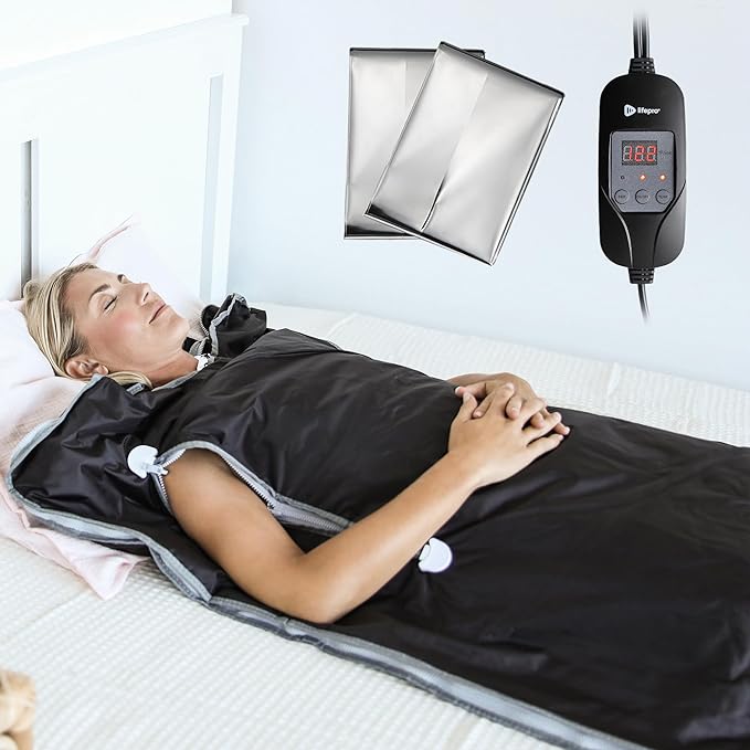 LifePro Sauna Blanket for Detoxification - Portable Far Infrared Sauna for Home Detox Calm Your Body and Mind Regular Black