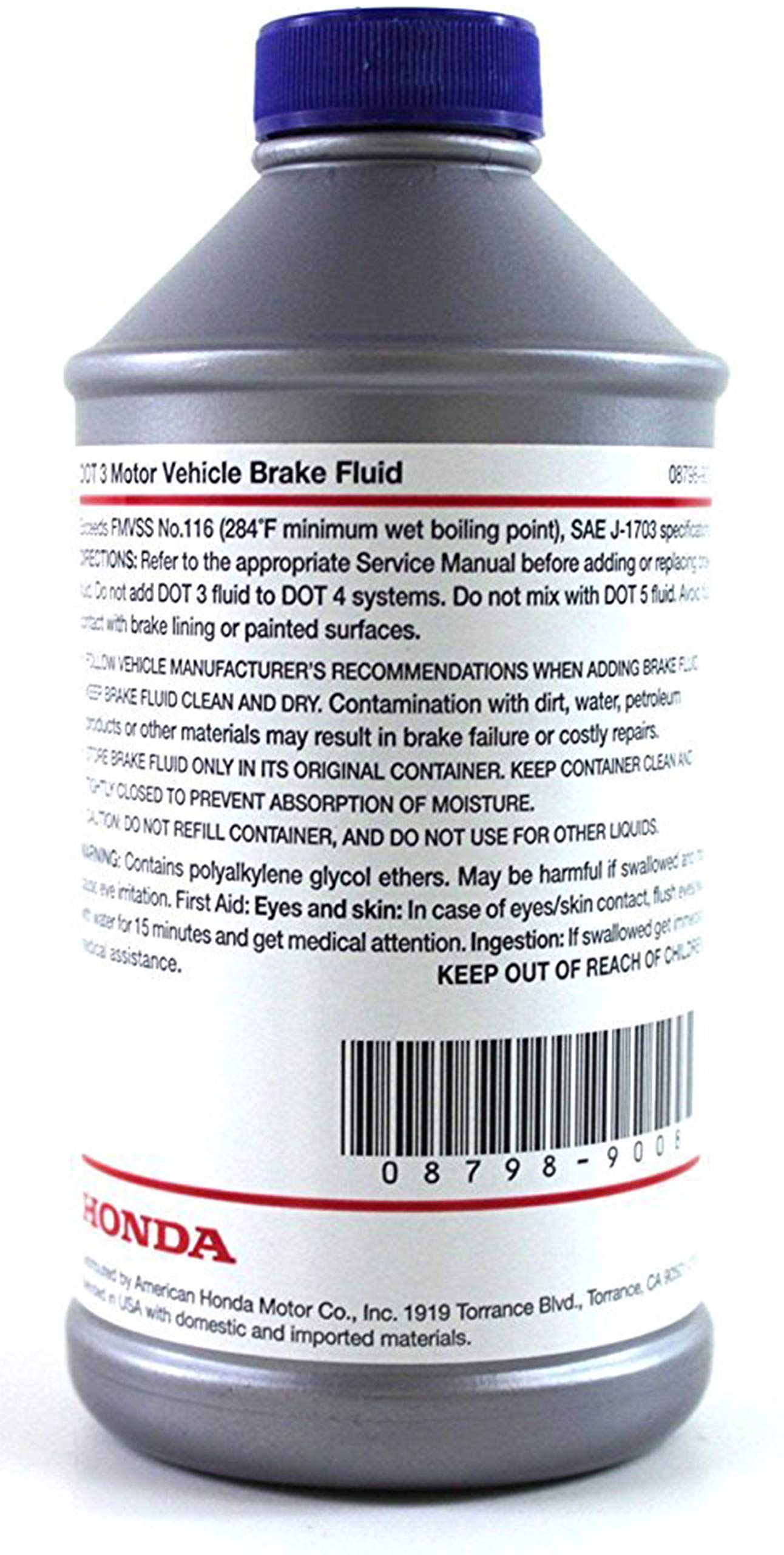 Honda. Genuine Fluid 08798-9008 DOT 3 Brake Fluid - 12 oz.