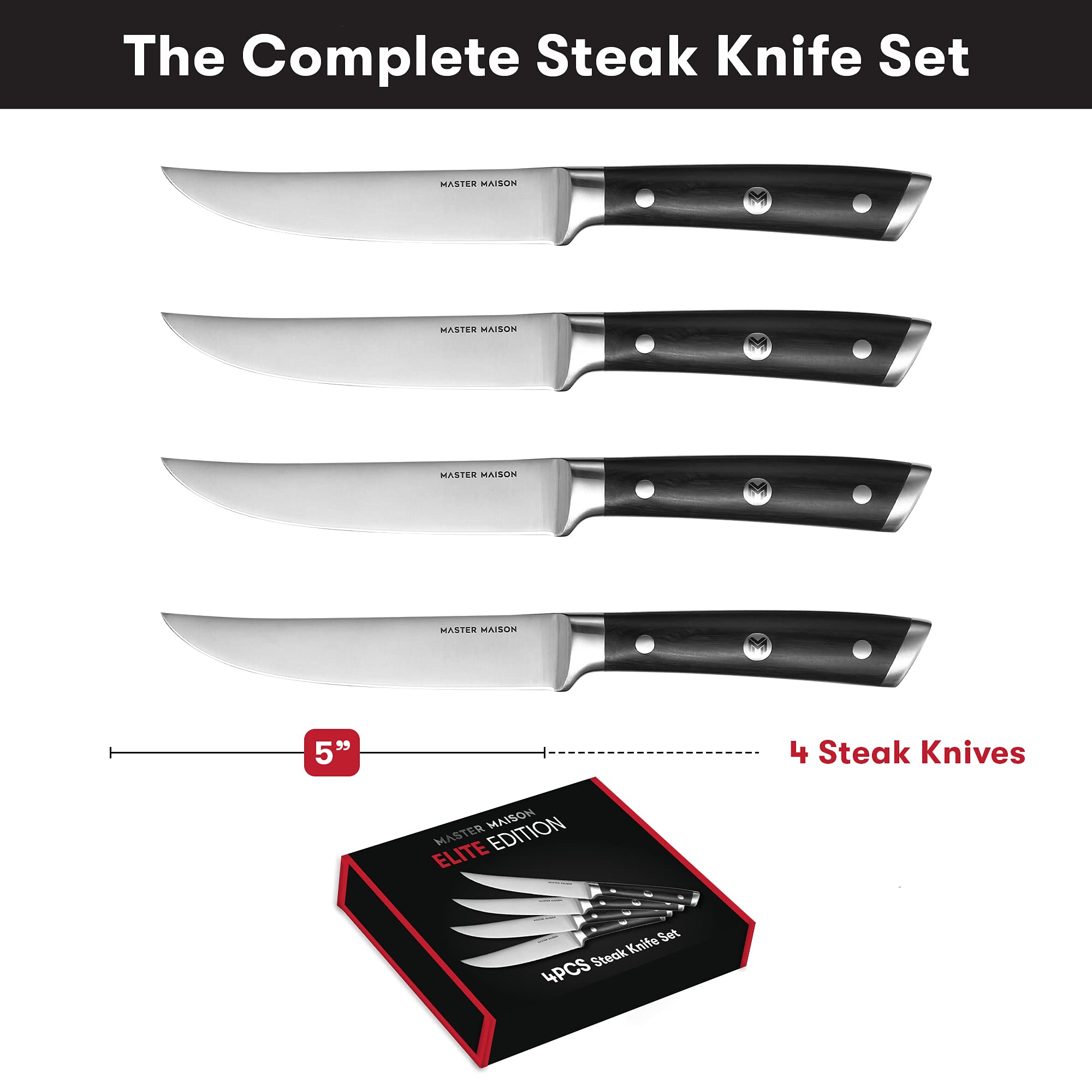 Master Maison Ultra Premium Kitchen Steak Knife Set - Acceptable