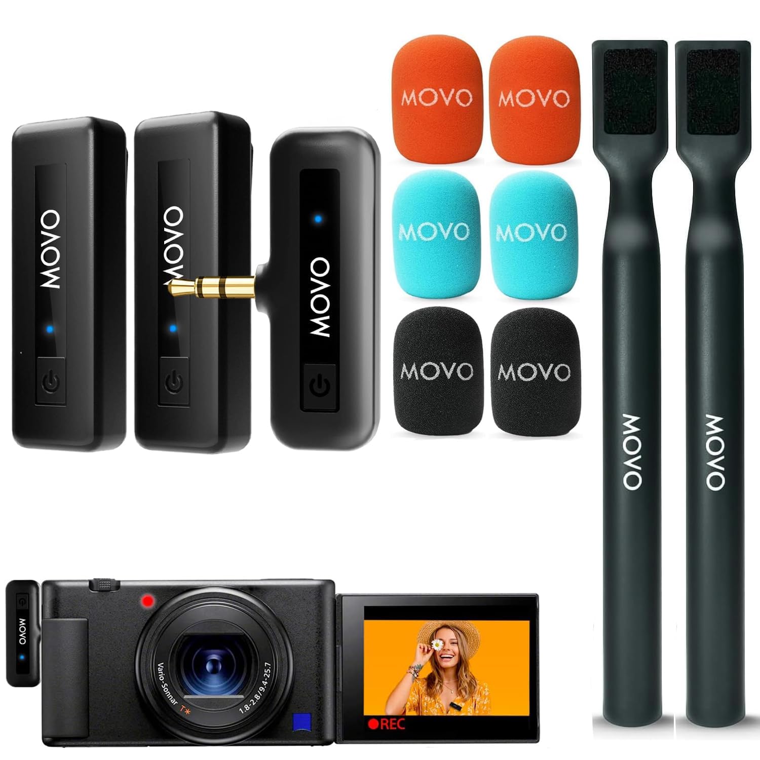 Movo Wireless-Mini-DUO+WMX-HMx2 Microphone System with 1-Year Warranty - Like New