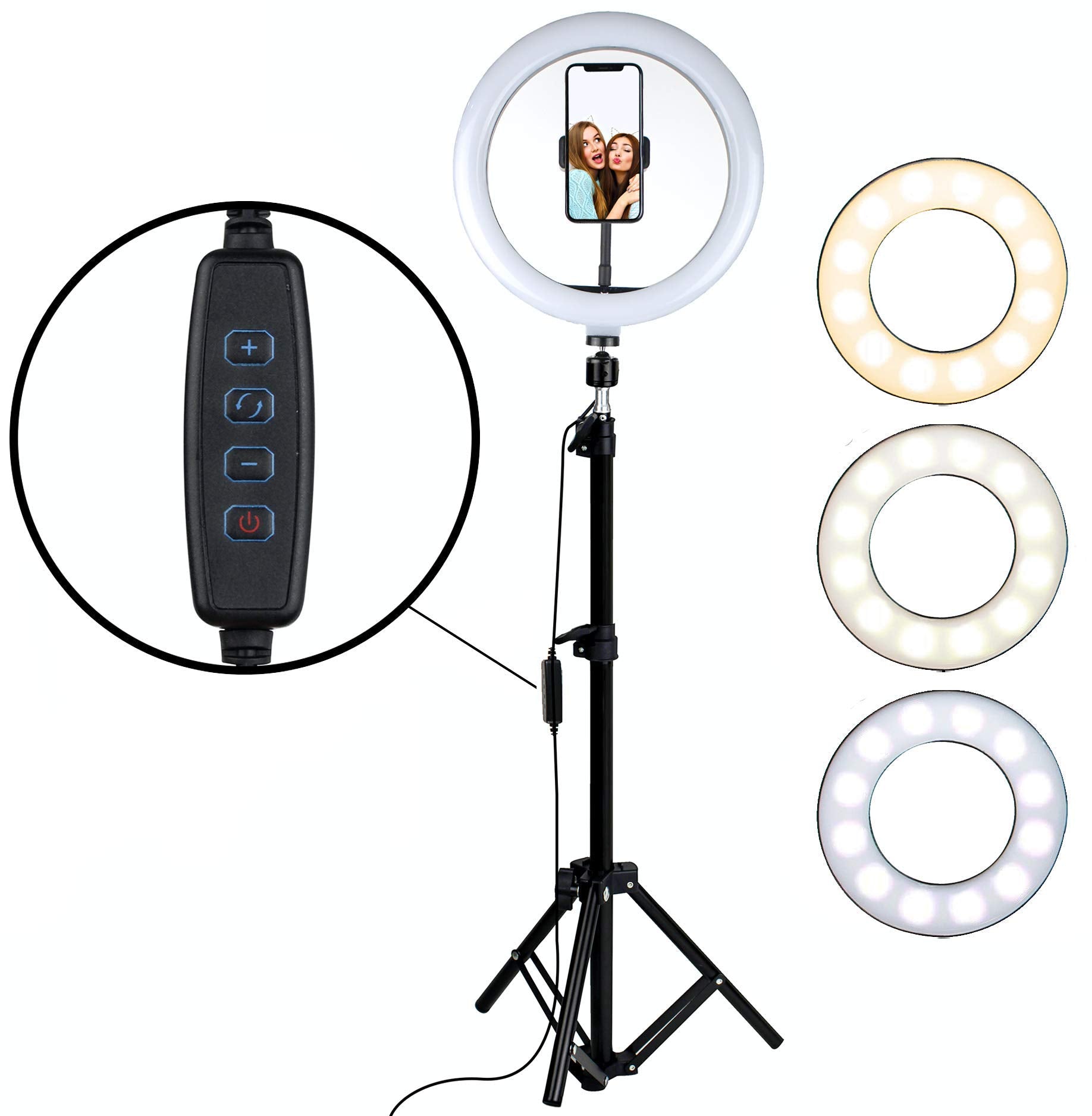 Aduro U-Stream Ring Light with Stand Tripod, 10" Selfie Ring Light for iPhone with Tripod & Phone Holder for Live Video Selfie Recording Kit - Like New