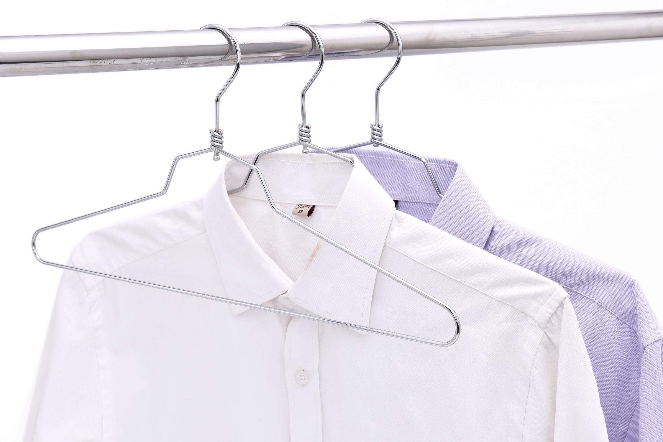 10 Quality Metal Hangers, Swivel Hook, Stainless Steel Heavy Duty Wire Clothes Hangers (10, Standard - 17" inch) - Acceptable