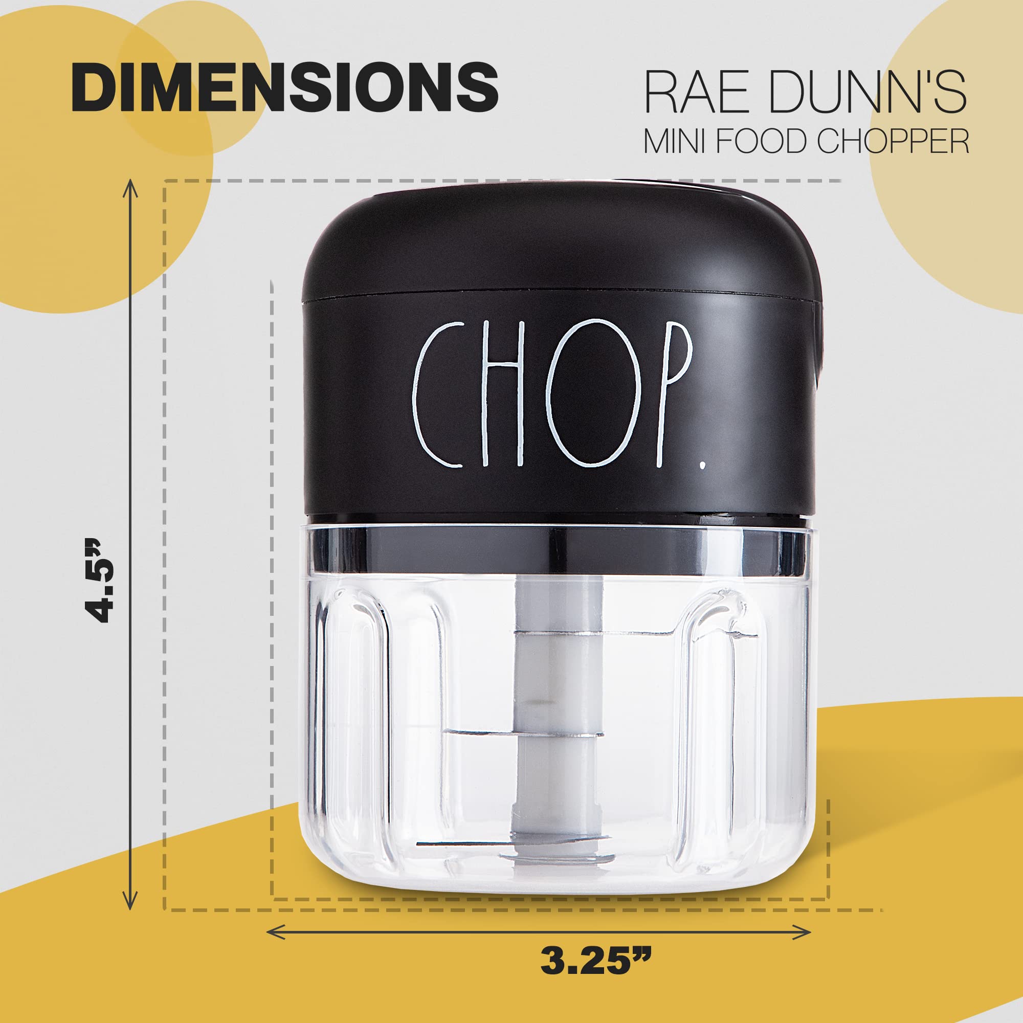 Rae Dunn Electric Mini Garlic Chopper - USB Rechargeable, Portable Wireless Food Chopper - Small Food Processor for Chopping Garlic, Ginger, Herbs, Chili, Minced Meat, Onion and More - Very Good