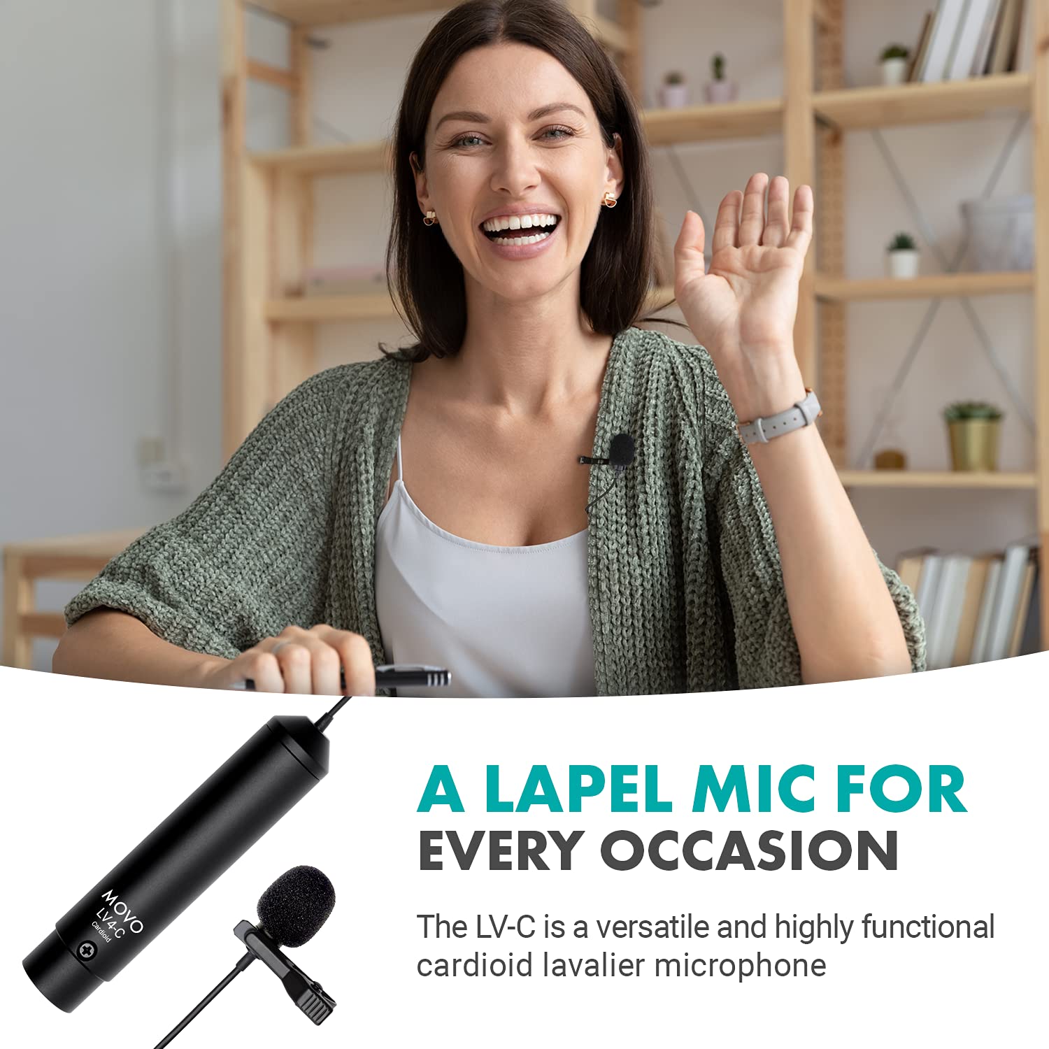 Movo LV4-C Cardioid XLR Lavalier Microphone Phantom Power with Metal Lapel Clip and Windscreen Accessories - Great External Lav Mic for Music, Podcast, Live Stream, Filming or YouTube Recording - Like New