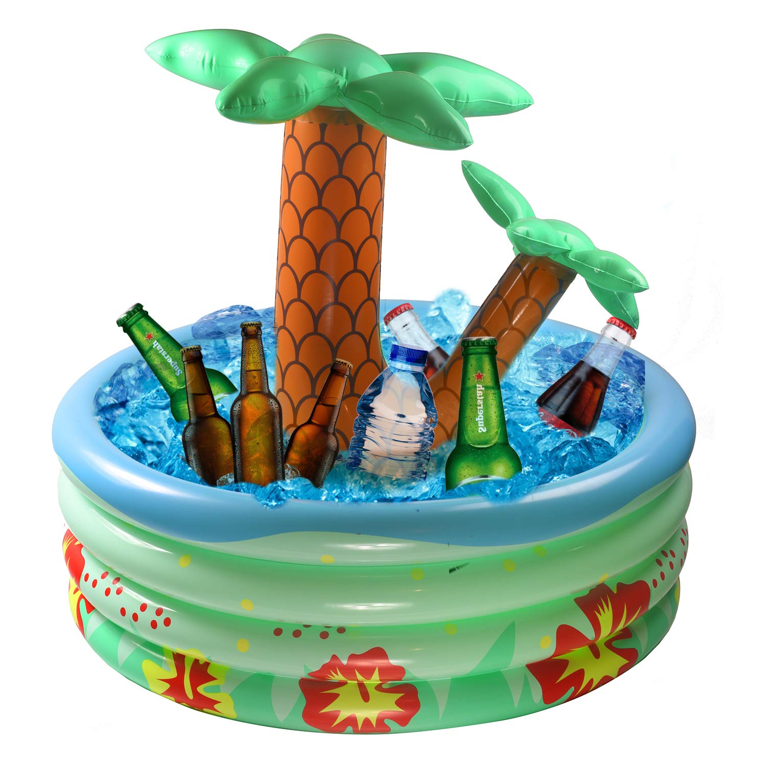 28'' Inflatable Palm Tree Cooler Beach Party Decorations Blow Up Palm Trees for Party, Party Supplies for Pool, Hawaiian Christmas Decorations - Like New
