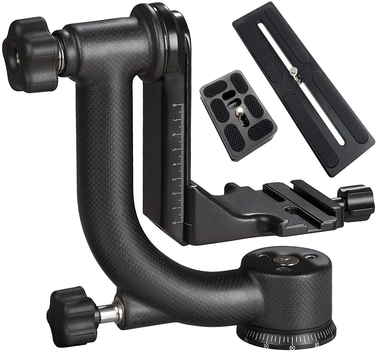 Movo GH800 MKII Carbon Fiber Professional Gimbal Tripod Head with Long and Short Arca-Swiss Quick-Release Plates - for Outdoor Bird/Wildlife Photography - Good