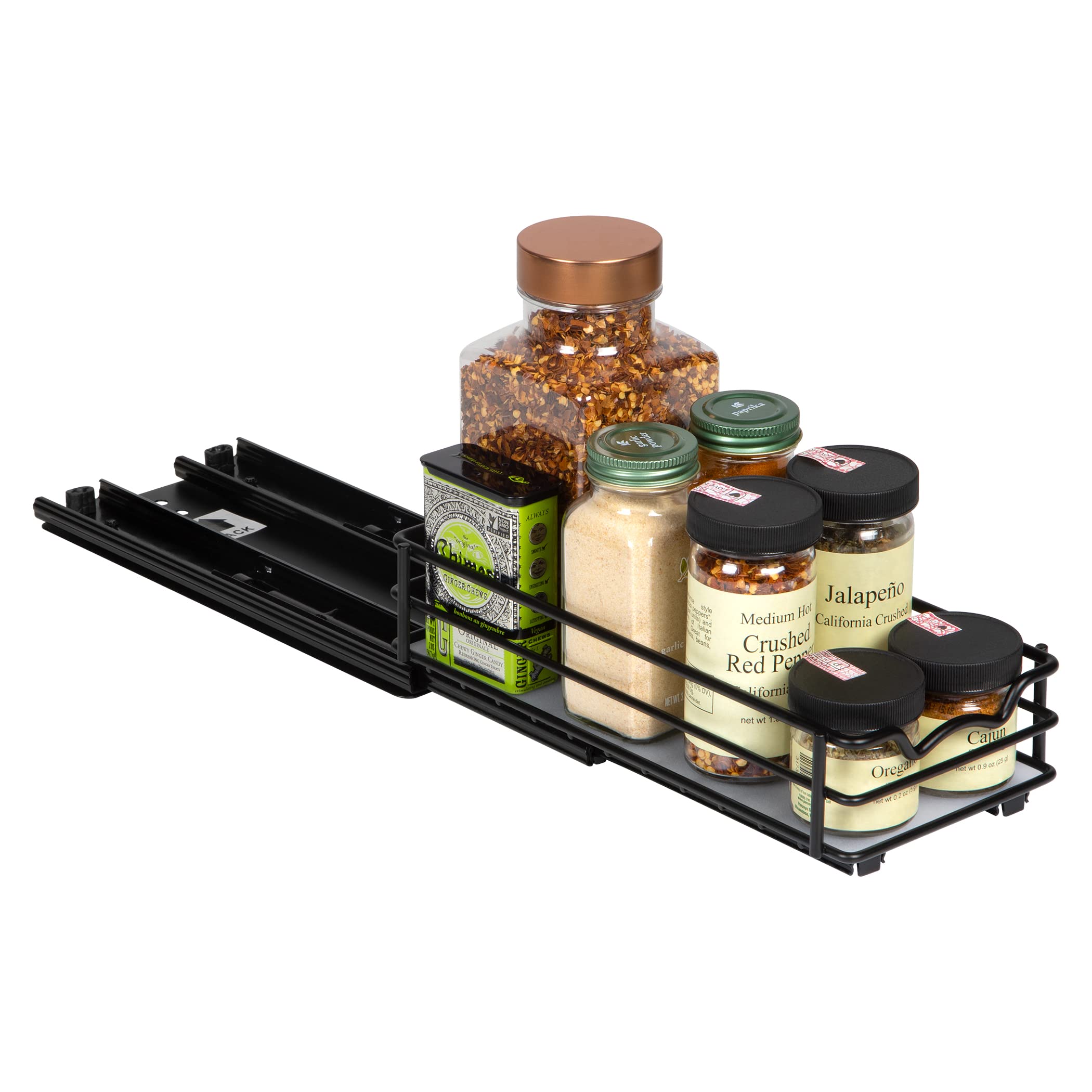 HOLDN’ STORAGE Pull Out Spice Rack Organizer for Cabinet, Heavy Duty-5 Year Limited Warranty- Slide Out Double Rack Tier-Fits Spices, Sauces, Cans etc - Like New