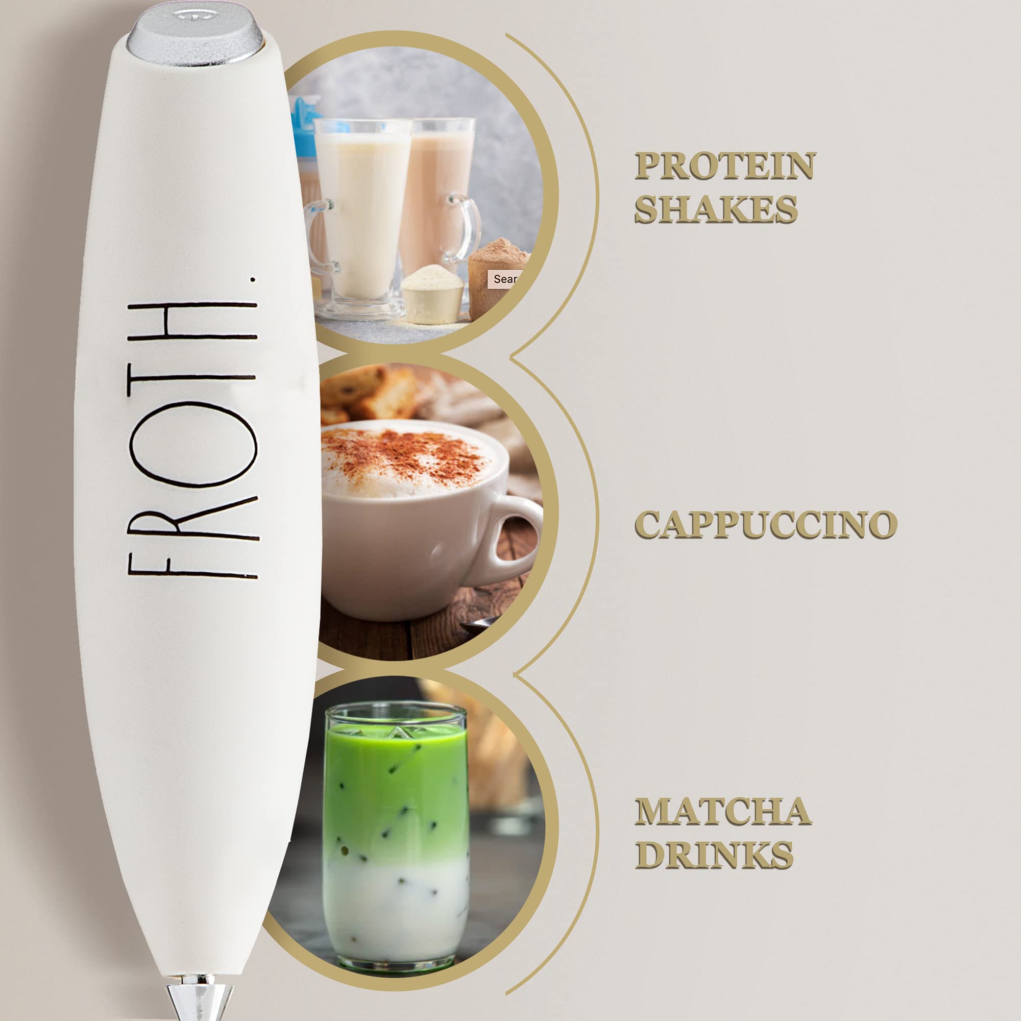 Rae Dunn Milk Frother- Handheld Electric Drink Mixer, Handheld Electric Milk Frother, Coffee Frother, Hand Blender, Frappe Maker, Handheld Latte Maker Milk Foamer - Like New