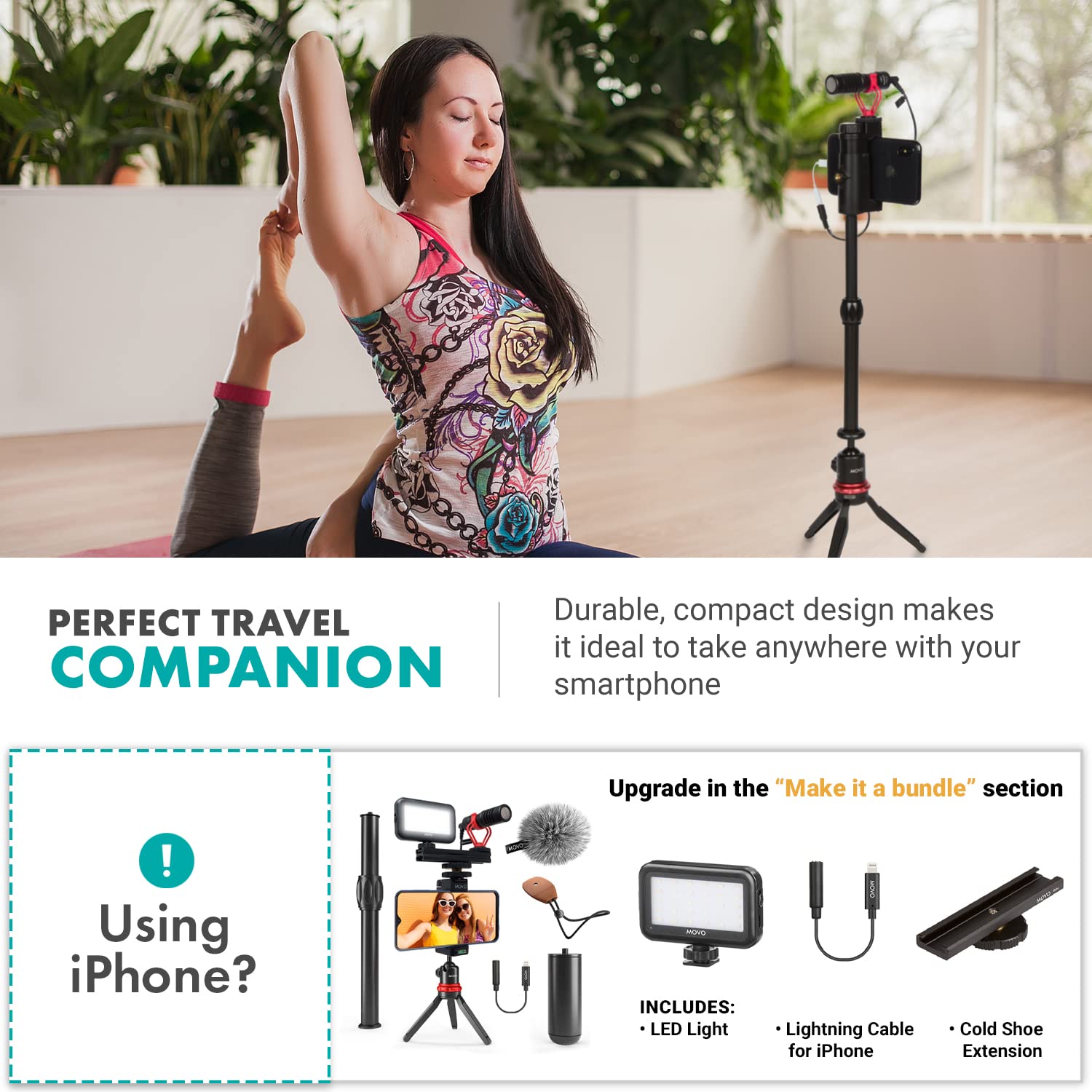 Movo VXR10+ Smartphone Vlogging Kit with Mini Tripod, Phone Grip, and Video Microphone Compatible with iPhone and Android - for YouTube, TIK Tok, Filming, Vlogging - Acceptable