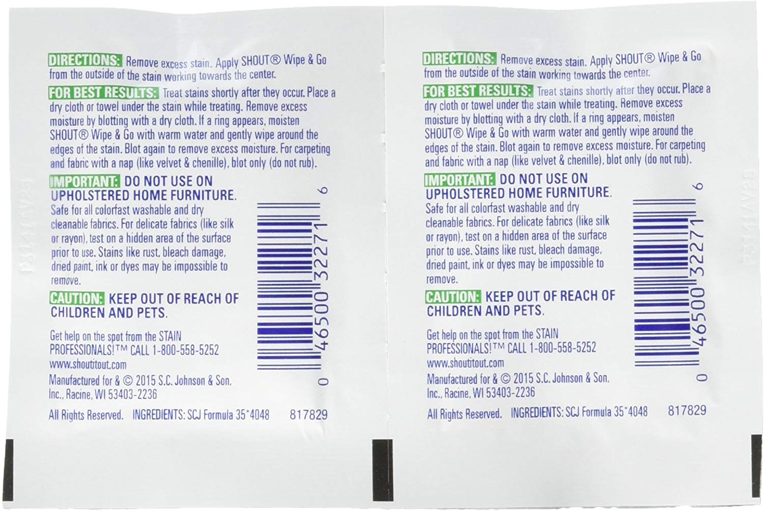 Shout Wipes (case of 80) - Like New