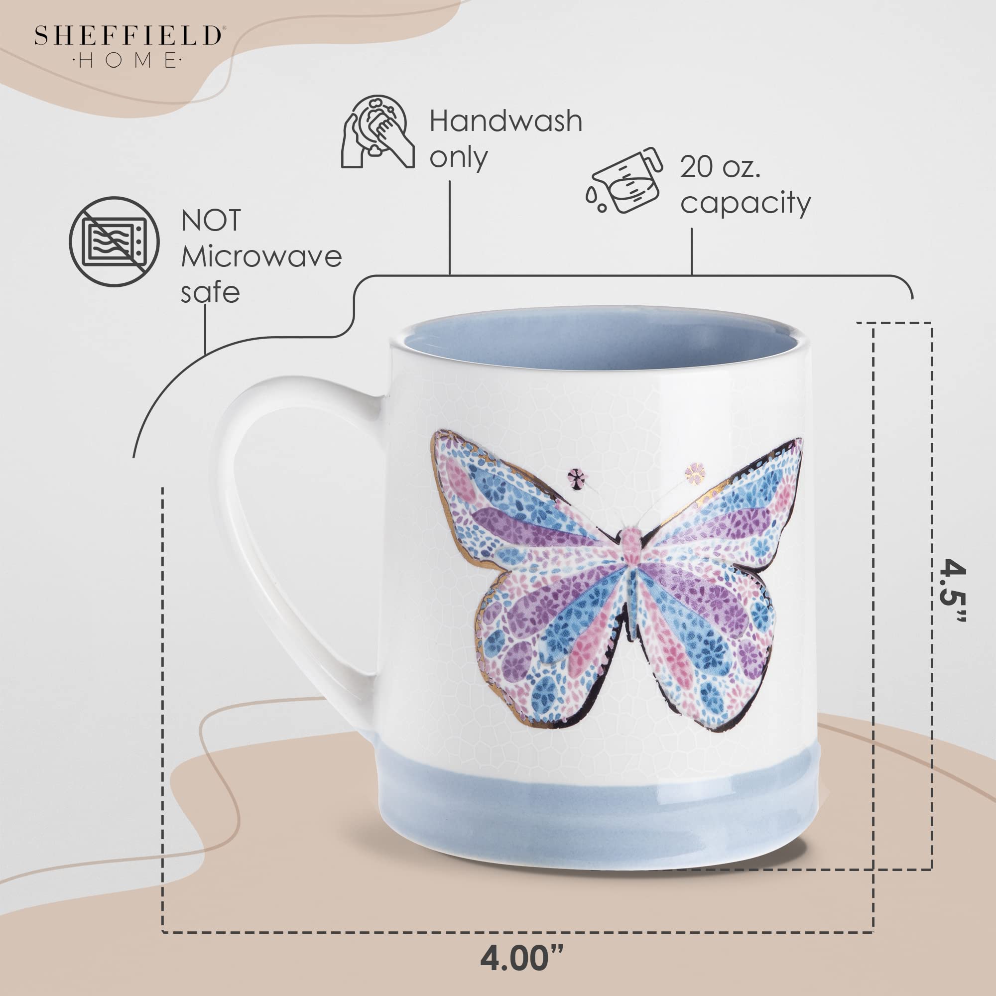 Sheffield Home 20 OZ Large Coffee Mug Set - Set of 2 Coffee Mugs, Large Cups for Tea, Mugs for Latte, and Hot Chocolate - Like New