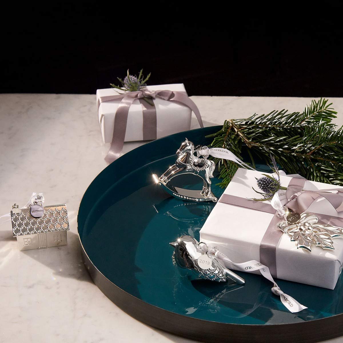 Waterford Silver Ornaments - Holly - Very Good