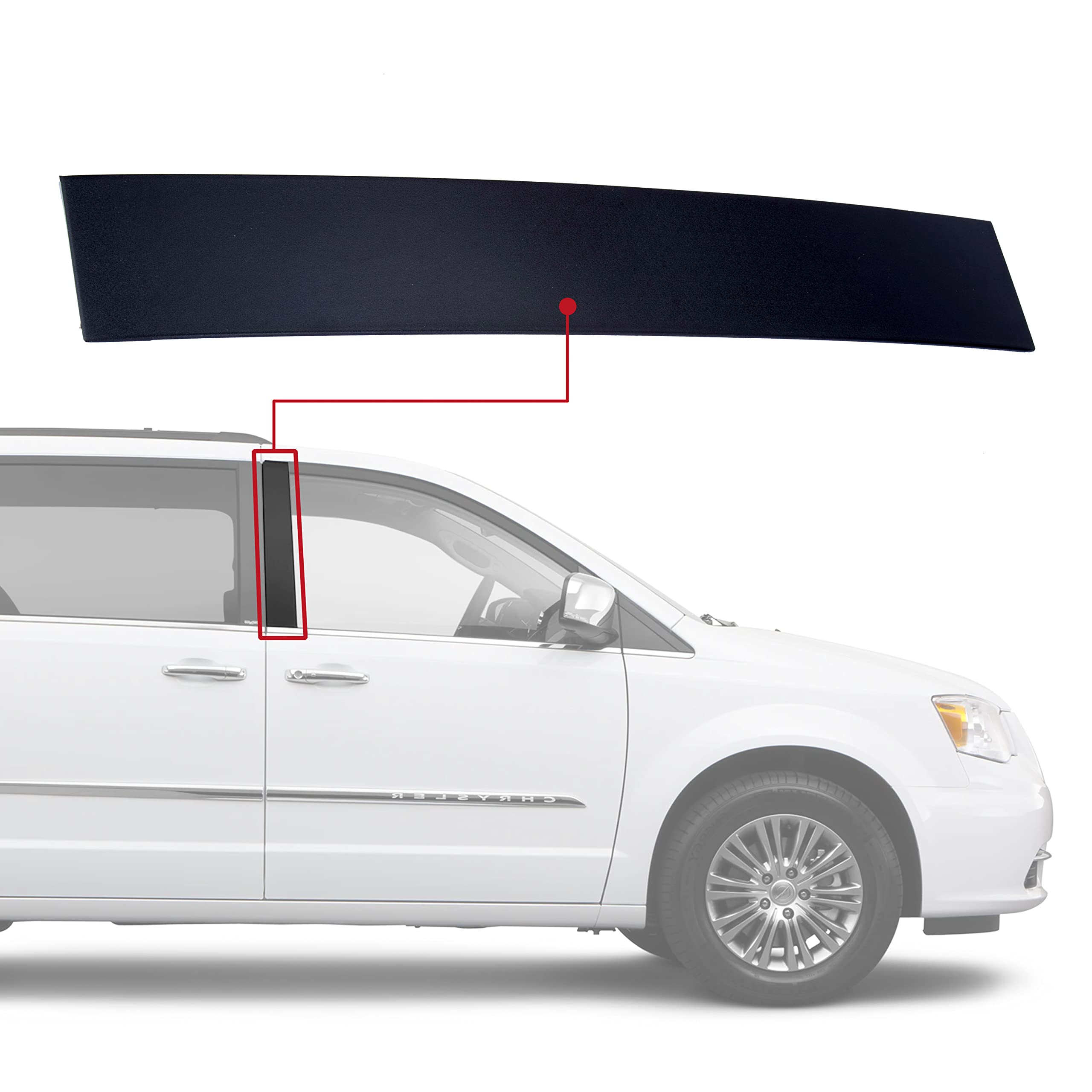 Replacement Driver Side B Pillar Trim - Front Left - Compatible with Chrysler Town and Country 2008-2016, Dodge Grand Caravan - 2008-2020 - Replaces 5020665AA, 5020665AB, 5020665AC, 926-446, - Like New
