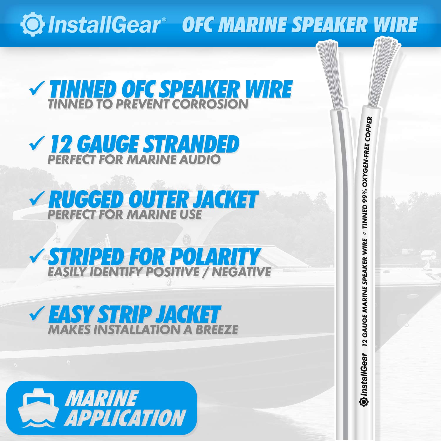 InstallGear 12/14 Gauge Tinned OFC Heavy Duty Boat Marine Speaker Wire - Like New