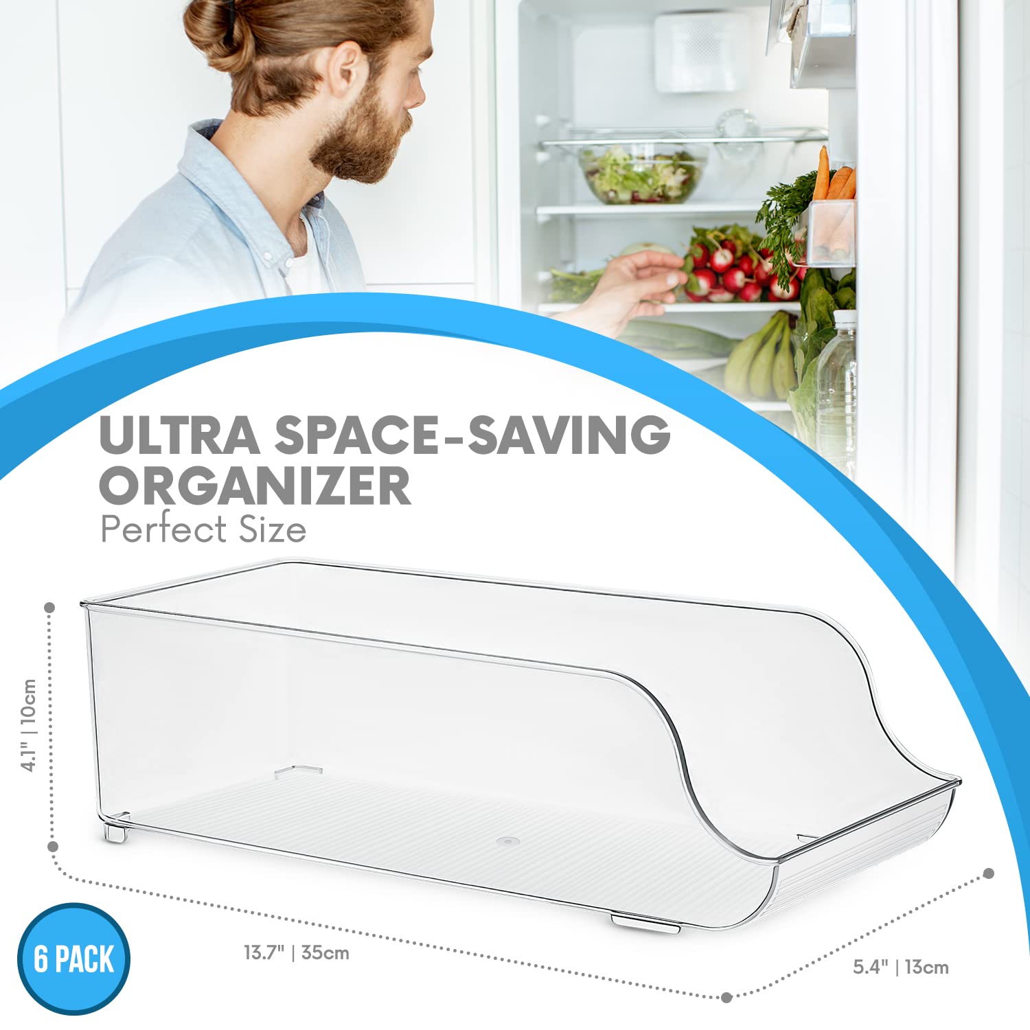 Soda Can Organizer for Pantry/Refrigerator Pack of 6 - Holds Up To 9 Cans (7oz) - Beverage & Canned Food Organizer By Homeries - Acceptable