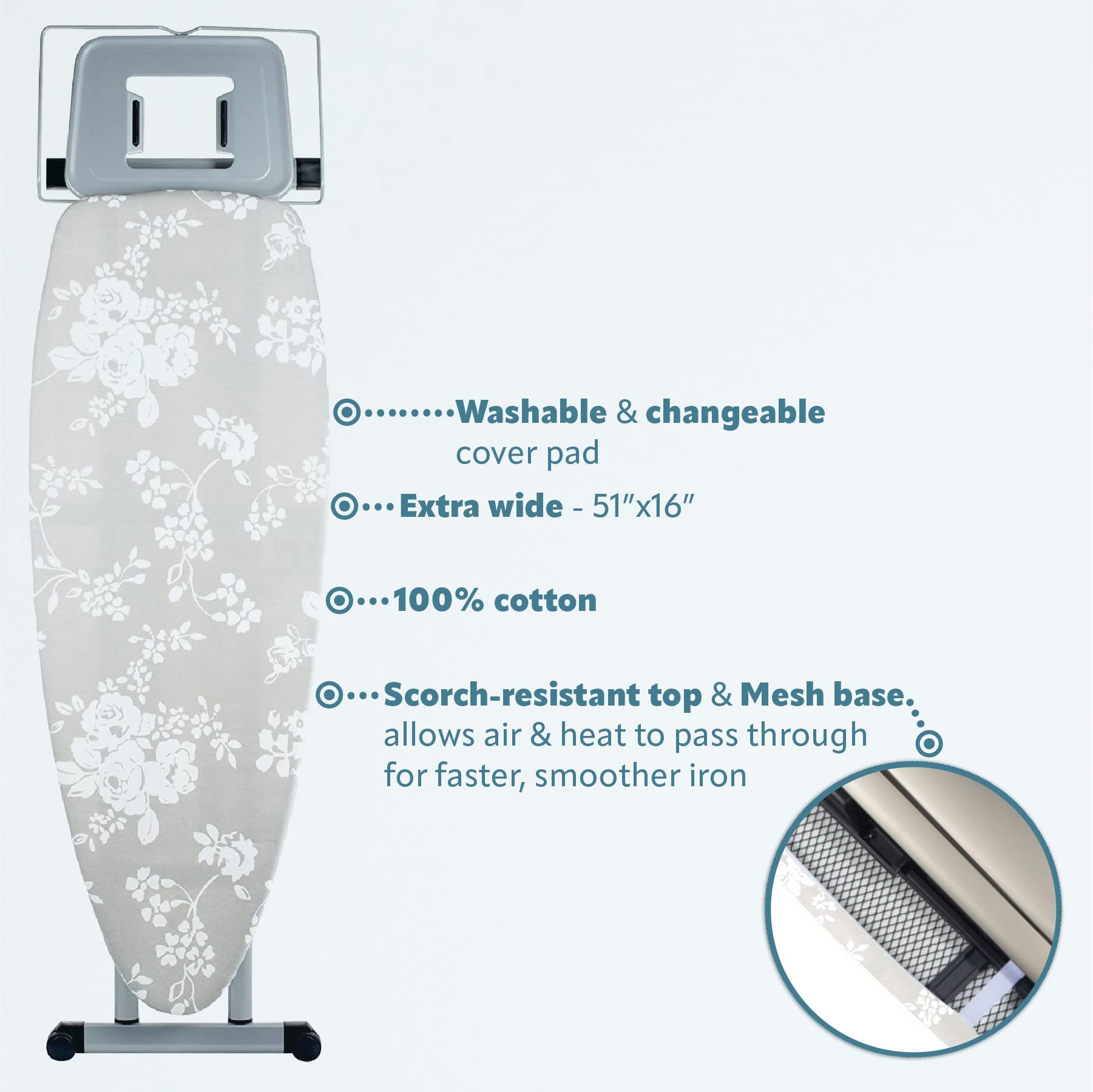 Bartnelli Pro Luxury Ironing Board - Extreme Stability | Made in Europe | Steam Iron Rest | Adjustable Height | Foldable | European Made Gray - Acceptable