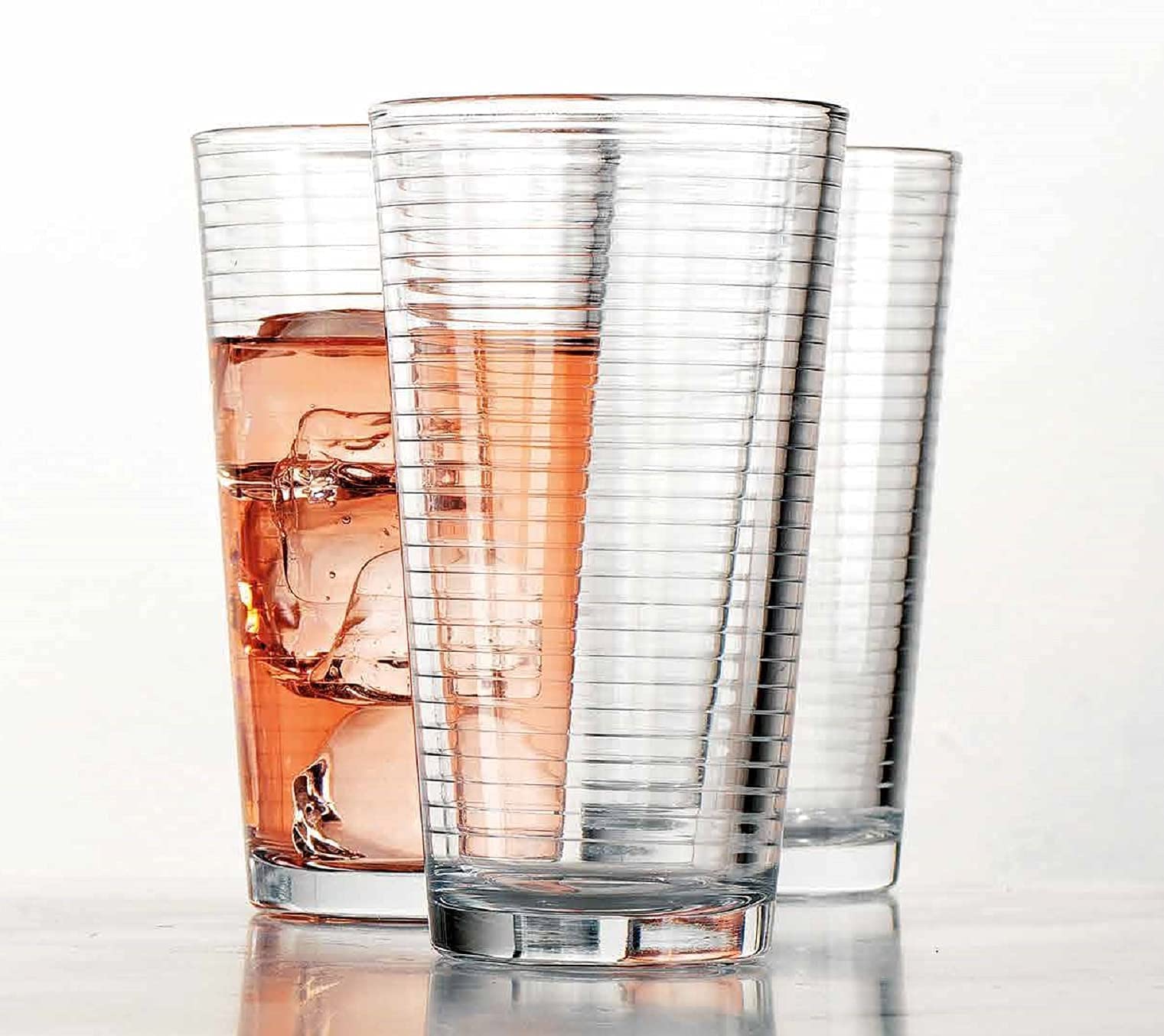 Drinking Glasses Set of Highball Glass Cups By Glavers, Premium Quality Cooler 17 Oz. Ribbed Glassware. Ideal for Water, Juice, Cocktails, and Iced Tea. Dishwasher Safe.… - Good