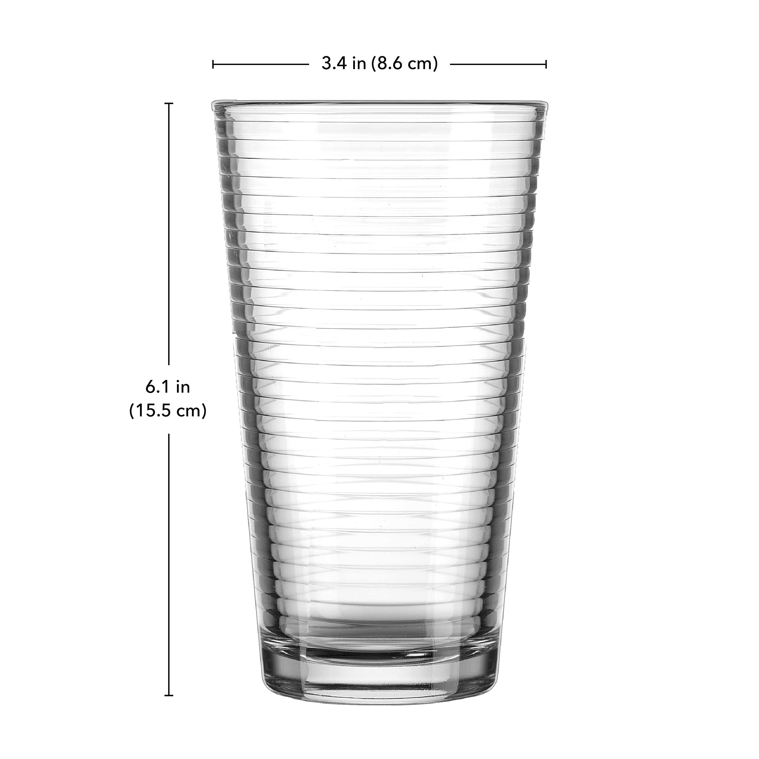 Drinking Glasses Set of Highball Glass Cups By Glavers, Premium Quality Cooler 17 Oz. Ribbed Glassware. Ideal for Water, Juice, Cocktails, and Iced Tea. Dishwasher Safe.… - Acceptable