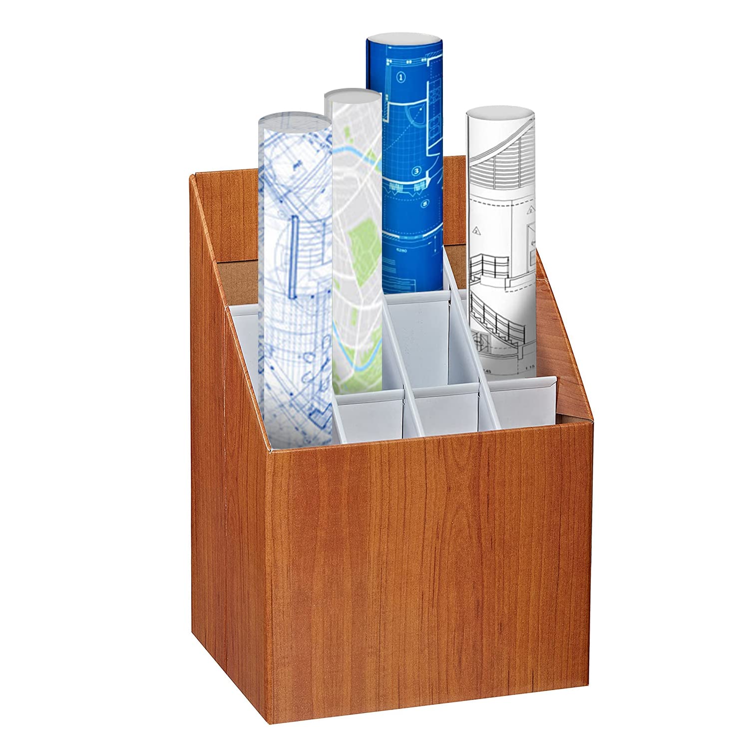 Adir Corp. Blueprint Storage Bin Organizer - Vertical File Box for Blueprints, Posters, Construction Plans, Gift Wrap, And Map Holder Station - Cardboard Blueprint Holder - Very Good