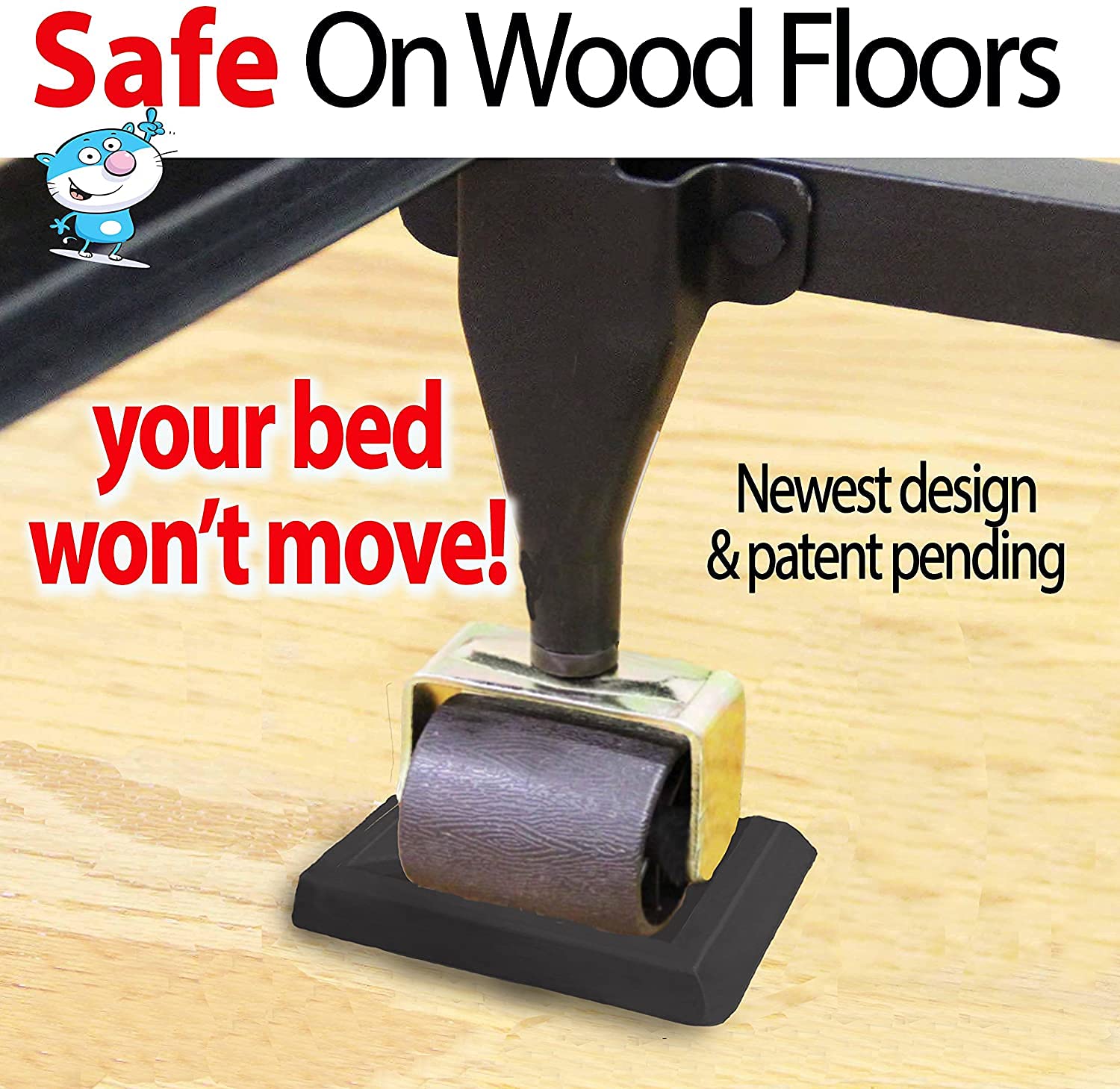 iPrimio - Newest Bed Stopper & Furniture Stopper. Caster Cups, Fits All Wheels Furniture, Floor Protector Bed. Keeps Bed from Sliding, Bed Caster Stopper. Solid Rubber. Never Scratch or Marks - Acceptable