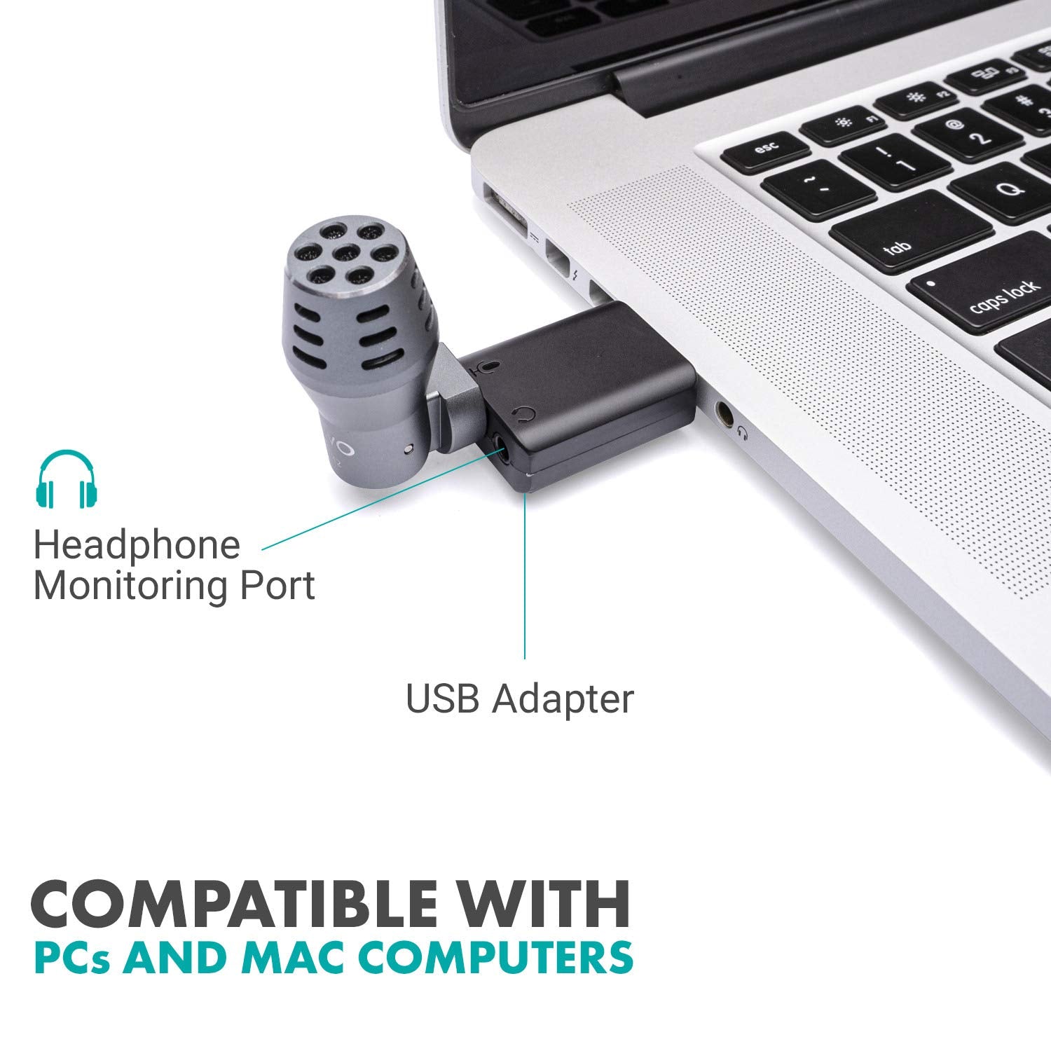 Movo DOM2-USB Mini Omnidirectional USB Laptop Microphone for Computer or MacBook - Laptop Mic for PC and Mac - Desktop Microphone with Case for Streaming, Zoom Meetings, and More - Good
