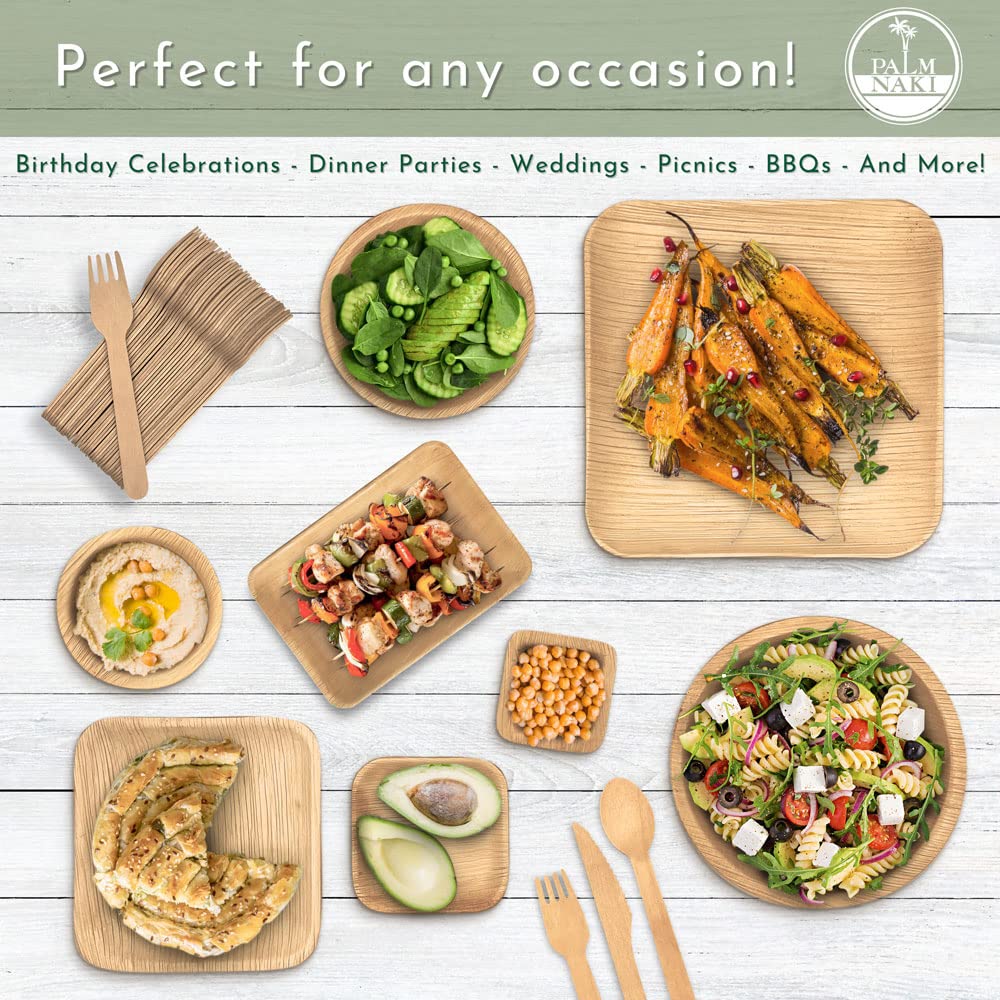 PALM NAKI Round Compartment Palm Leaf Plates (40 Count) - BPA Free Plates, Disposable Dinnerware, Compostable and Biodegradable 3 Compartment Plates, Eco Friendly Plates (10" Round Plates) - Like New