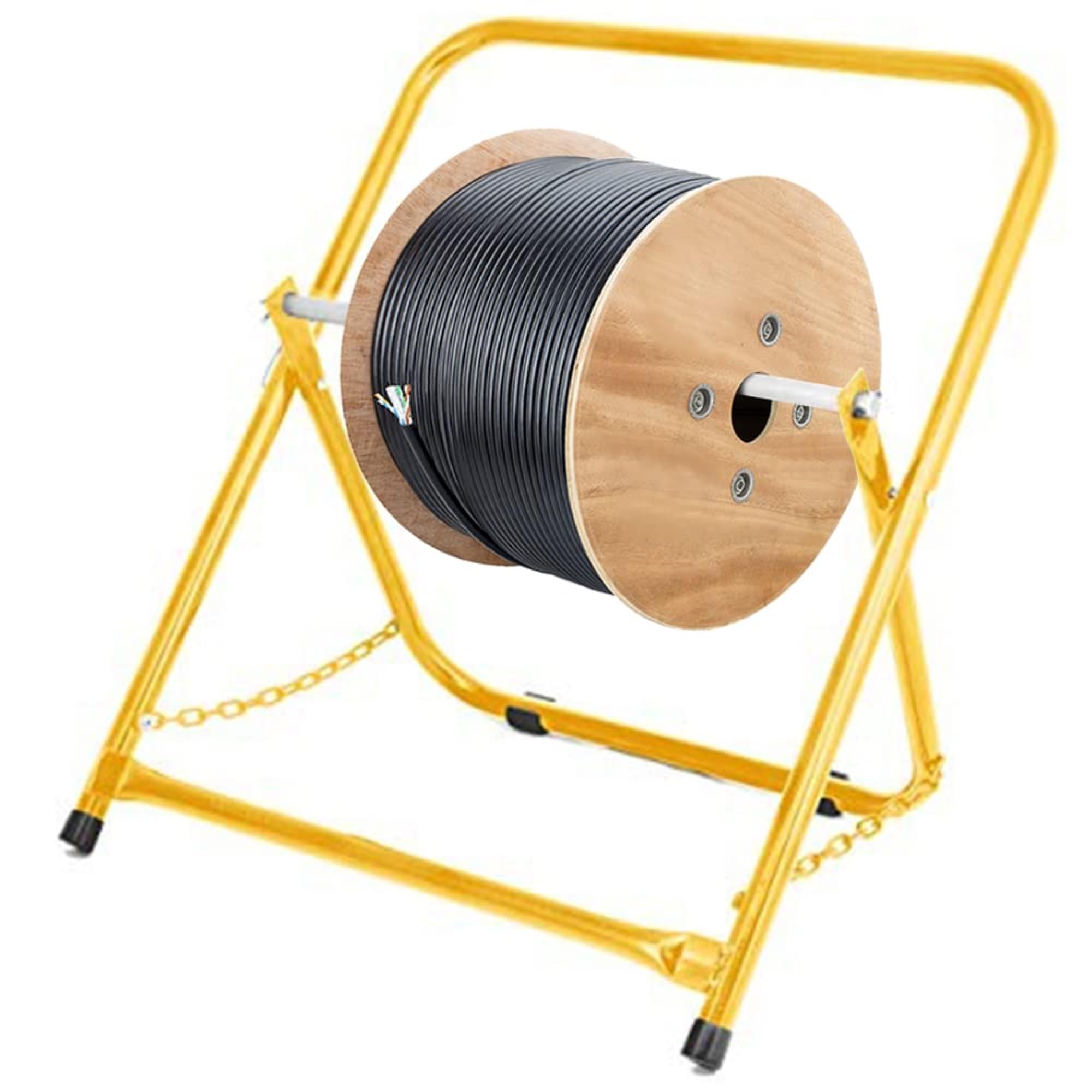 AdirPro Durable Single Axle Cable Caddy - Commercial Industrial Grade Steel Wire Dispenser - Compact Design Holds Cable Reels Up to 20" Diameter and 100 lb Capacity Variation - Like New