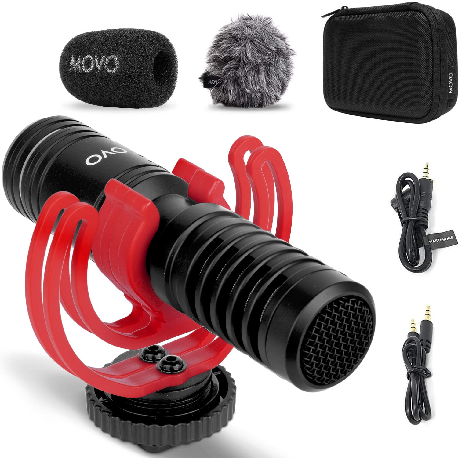 Movo VXR10-PRO External Video Microphone for Camera with Rycote Lyre Shock Mount - Battery-Free ,Compact Shotgun Mic Compatible with DSLR Cameras and iPhone, Android Smartphones - Acceptable