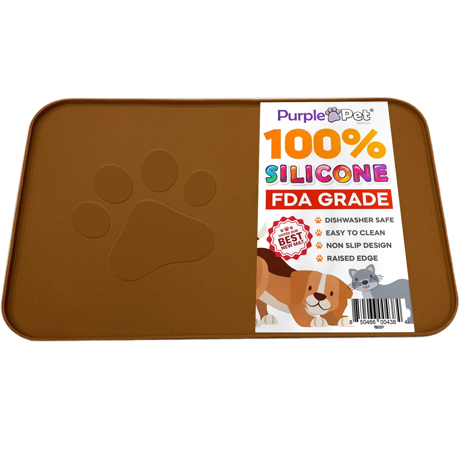 Extra Large Pet Feeding Bowl Mat with Logo - FDA Silicone - Hygienic and Safe for Allergic Dogs and Cats - Prevent Pet Water Food Spills - Spill Edge Protect Floor - Non Slip  - Like New
