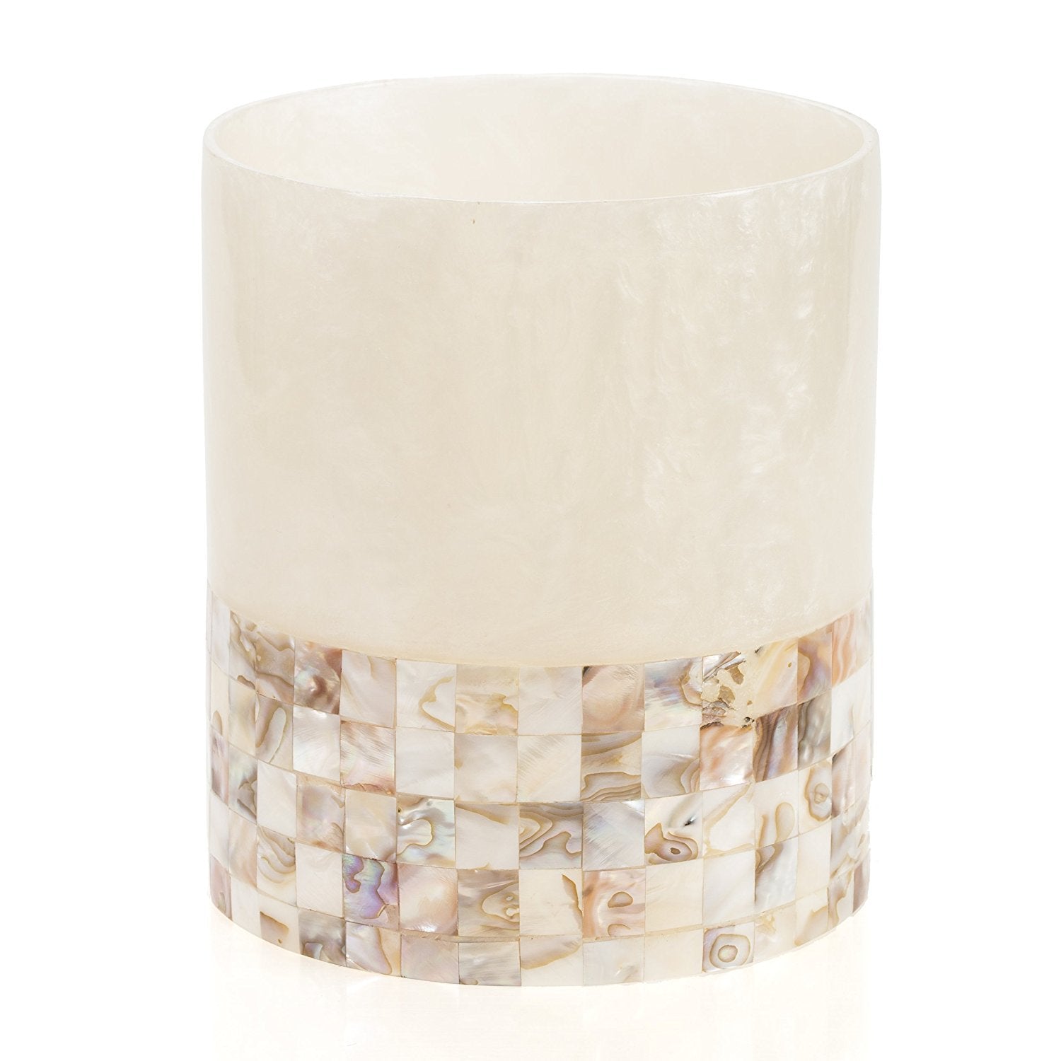 Creative Scents Bathroom Trash Can - Decorative Bathroom Wastebasket Finished in Beautiful Mother of Pearl - Modern Round Waste Basket for Bathroom, Powder Room Or Living Room (Milano Collection) - Like New