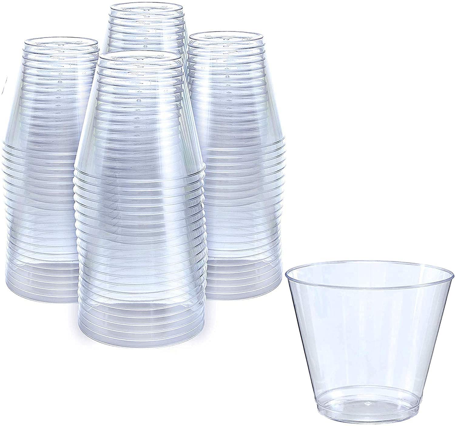 Prestee Small Clear Plastic Cups, 5 oz. 100 Pack, Hard Disposable Cups, Plastic Wine Cups, Plastic Cocktail Glasses, Plastic Drinking Cups, Plastic Party Punch Cups, Bulk Wedding Plastic Tumblers  - Acceptable