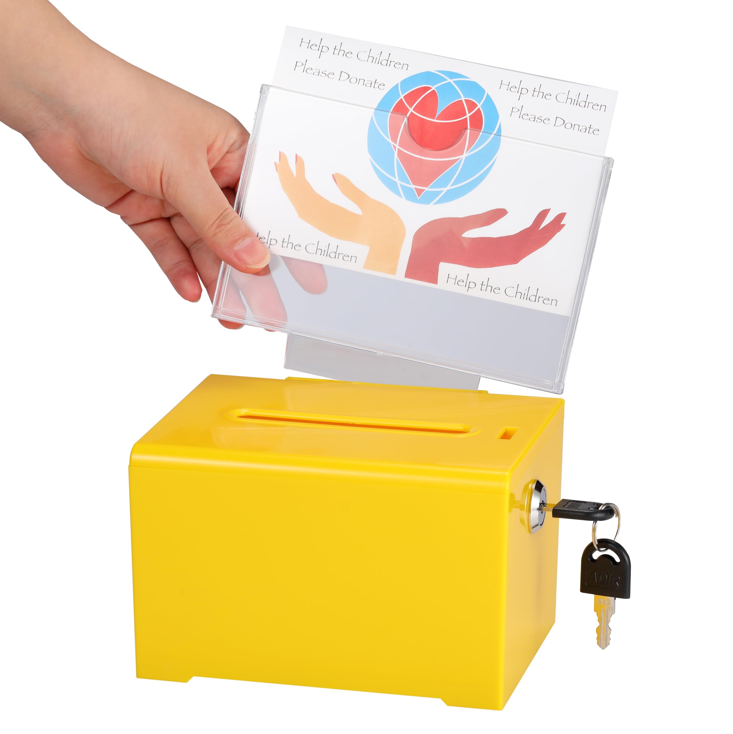 Adir Acrylic Donation Ballot Box with Lock - Secure and Safe Clear Slotted Suggestion Box - Storage Lock Deposit Box with Keys for Cards, Votes, Tickets, Feedback and Money (6.25" x 4.5" x 4") - Like New
