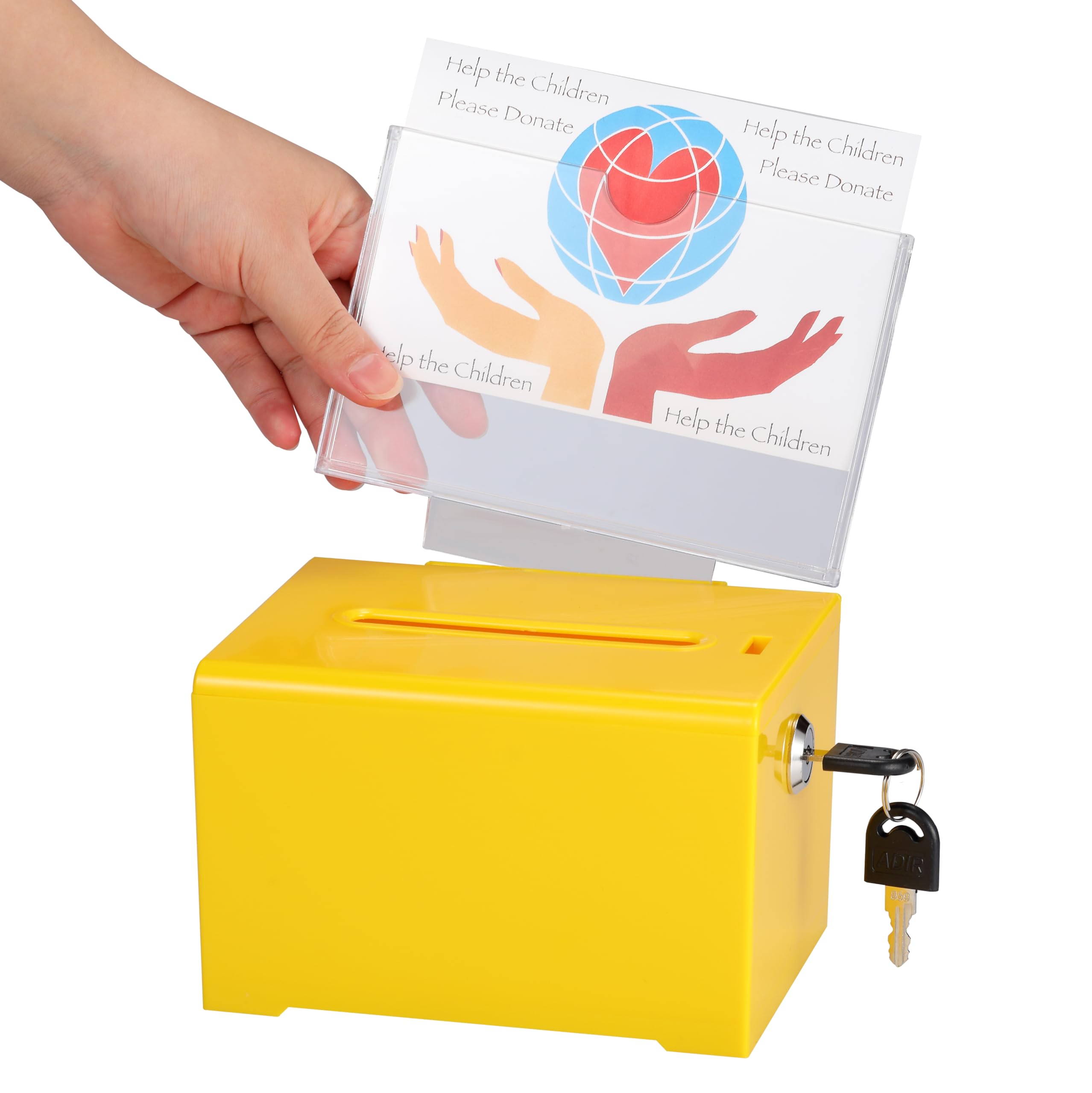 Adir Acrylic Donation Ballot Box with Lock - Secure and Safe Clear Slotted Suggestion Box - Storage Lock Deposit Box with Keys for Cards, Votes, Tickets, Feedback and Money (6.25" x 4.5" x 4")  - Like New
