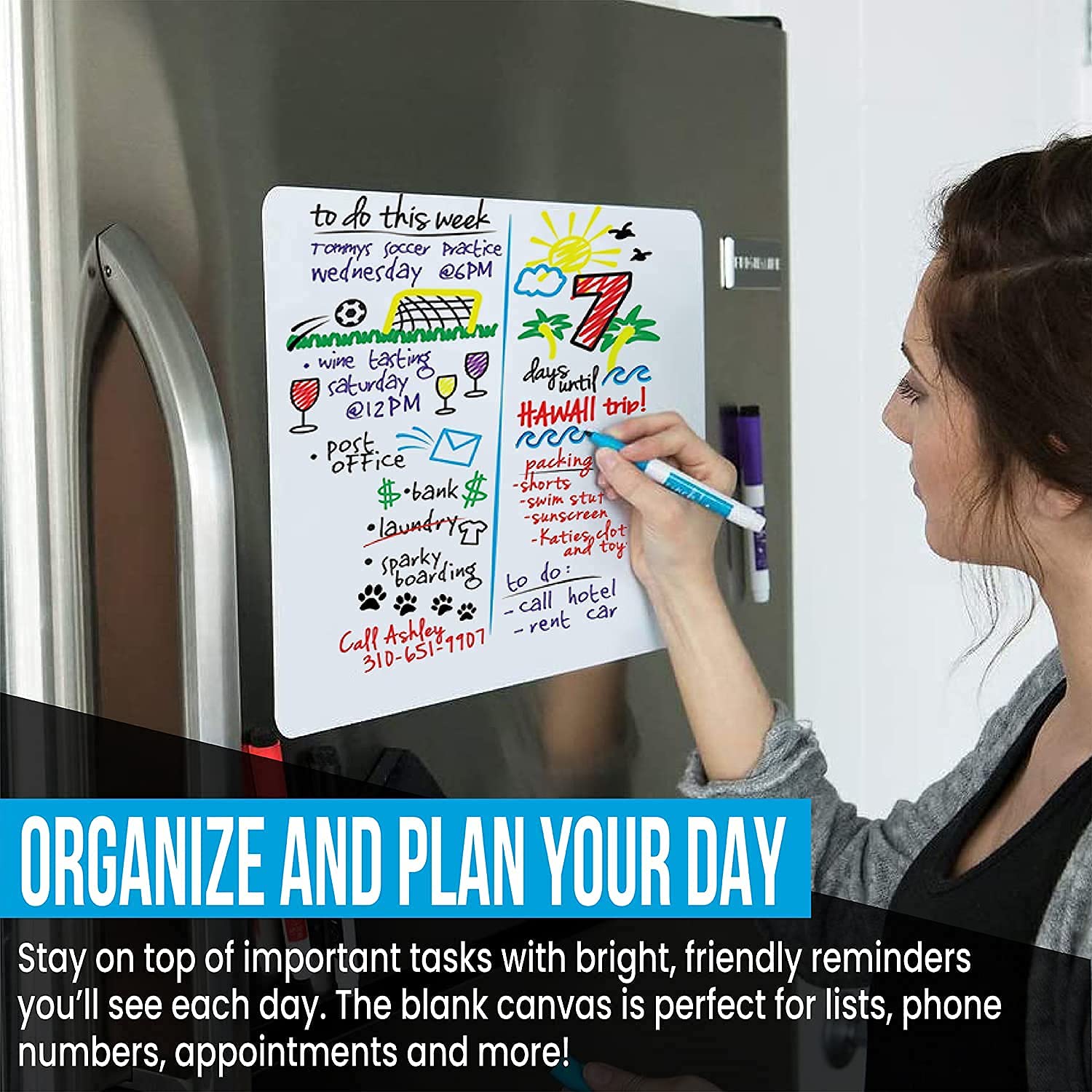 Magnetic Dry Erase Whiteboard Sheet for Kitchen Fridge: with Stain Resistant Technology - Like New