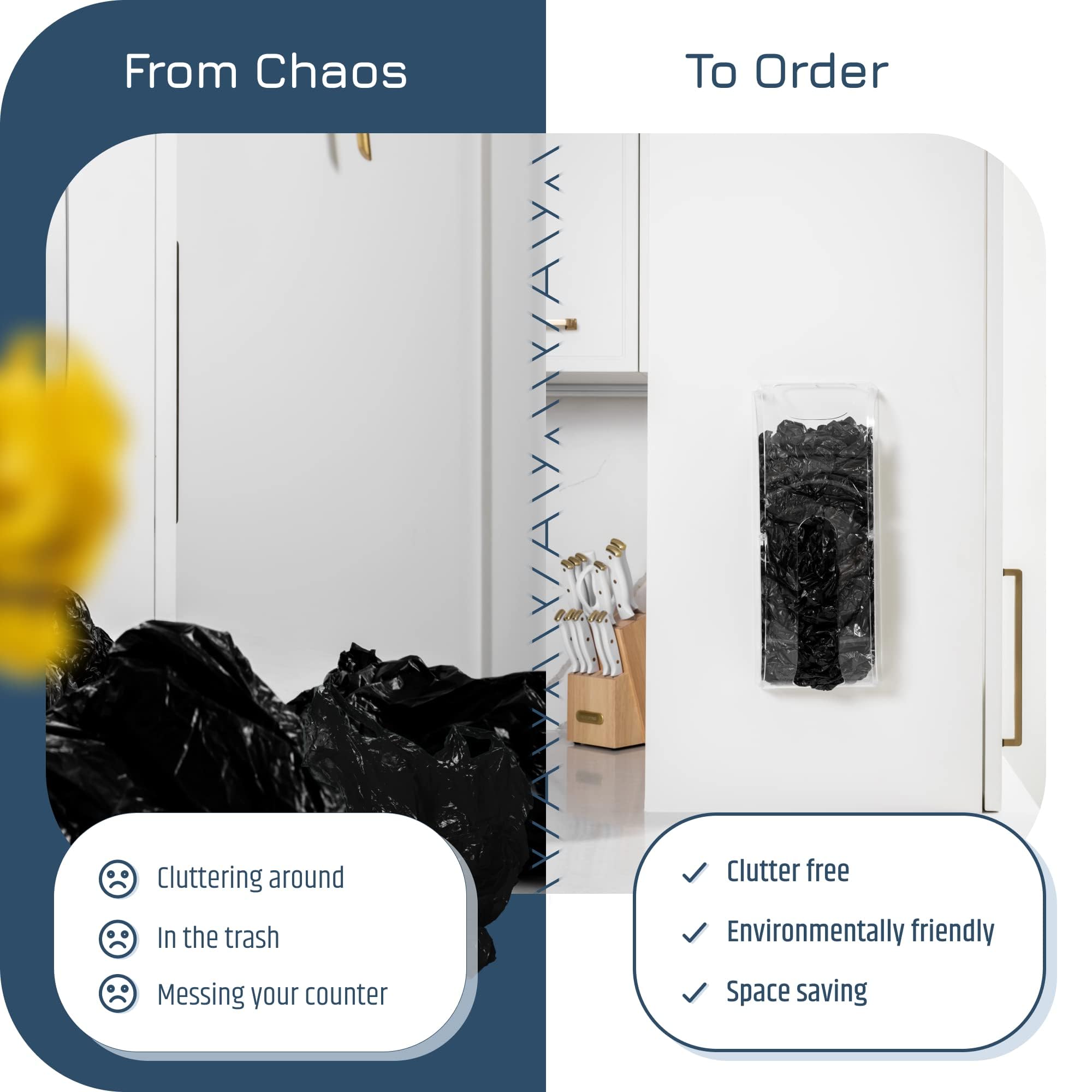 Manterio Wall Mount Plastic Bag Organizer | Durable Plastic Grocery Bag Saver | Smudge Proof, Fingerprint Resistant - Like New